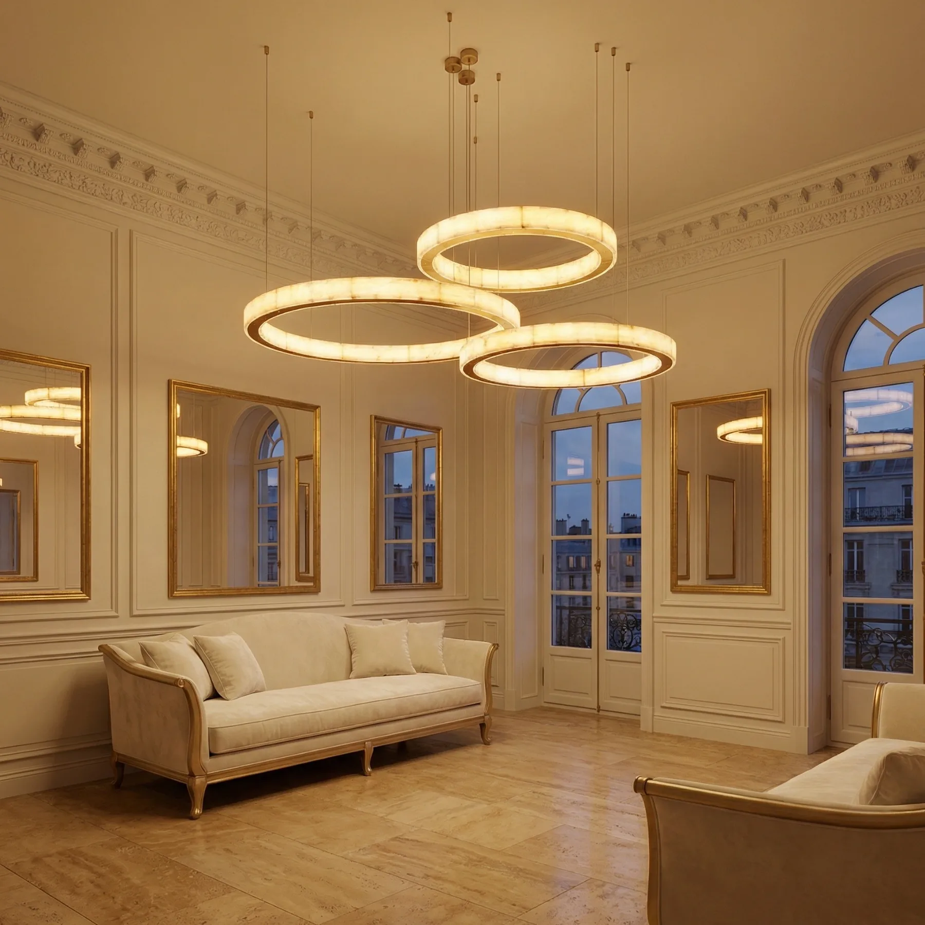 Luminous Alabaster Ring Chandelier custom chandeliers