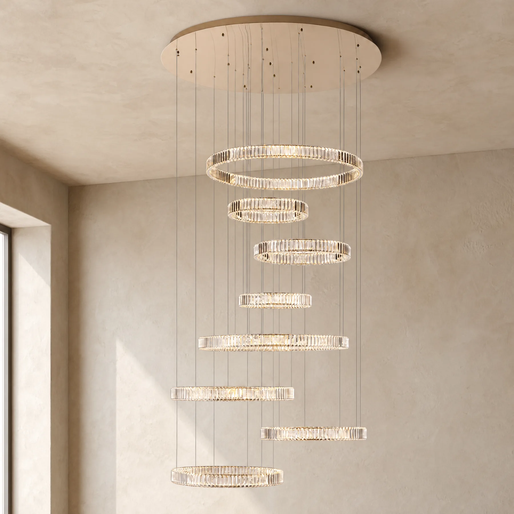 Cascading Crystal Ring Chandelier image 2