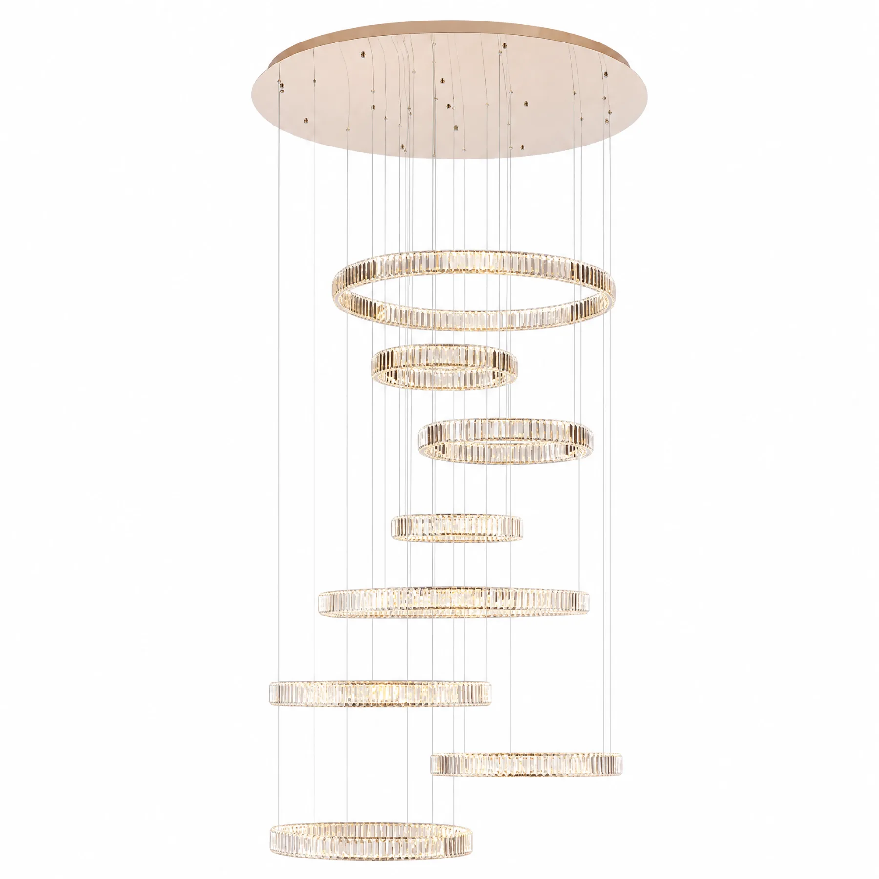 Cascading Crystal Ring Chandelier custom chandeliers