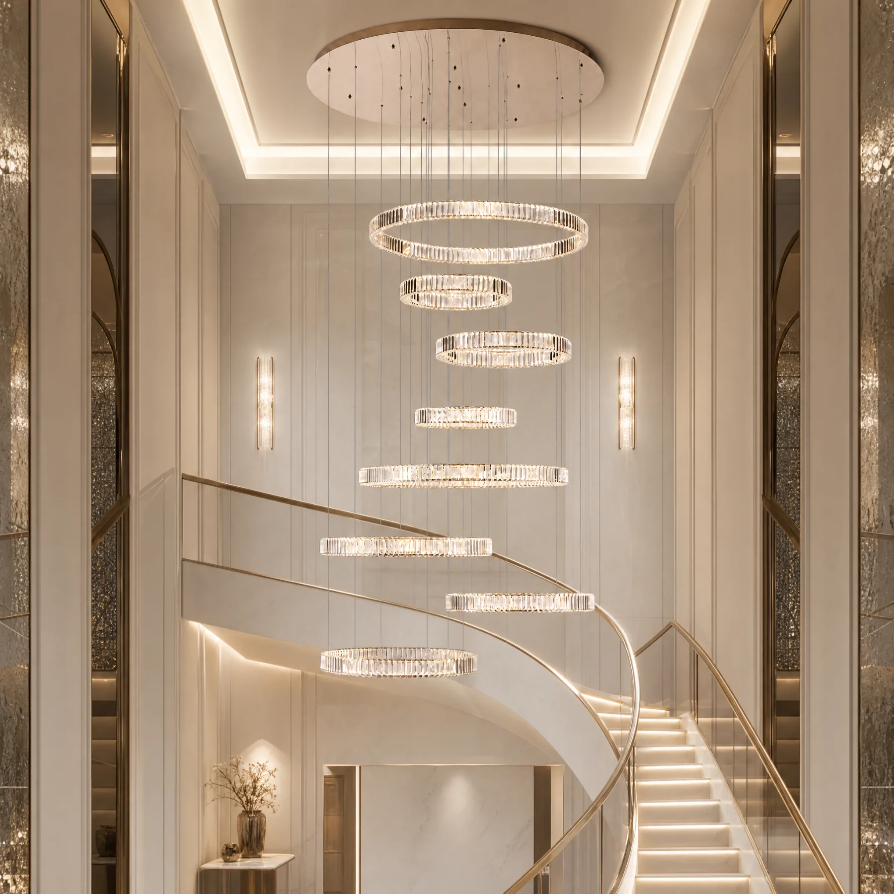 Cascading Crystal Ring Chandelier image 5