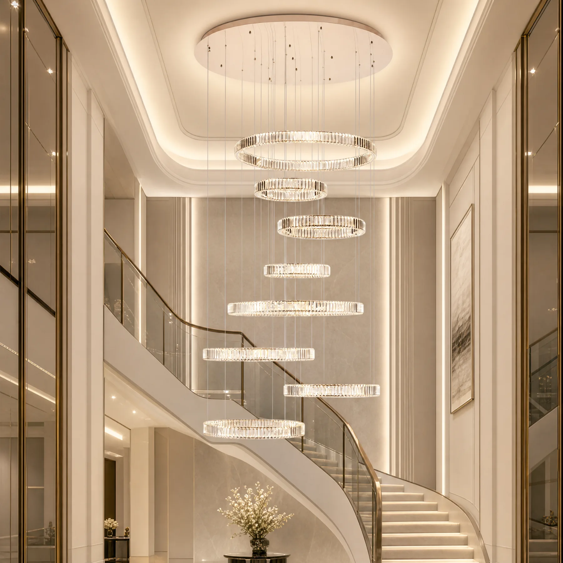 Cascading Crystal Ring Chandelier image 4