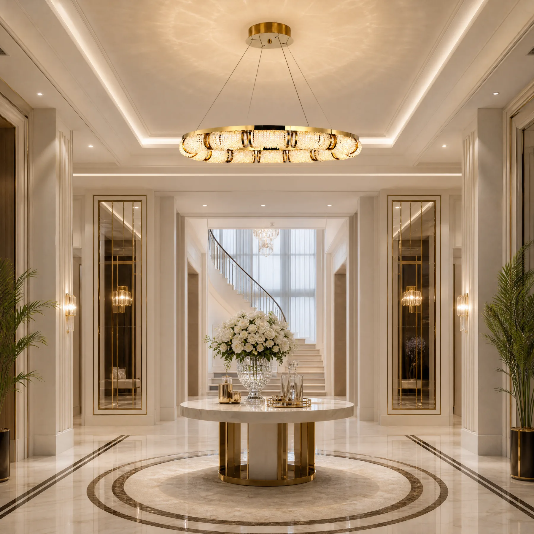 Luminous Gold Crystal Ring Chandelier image 4