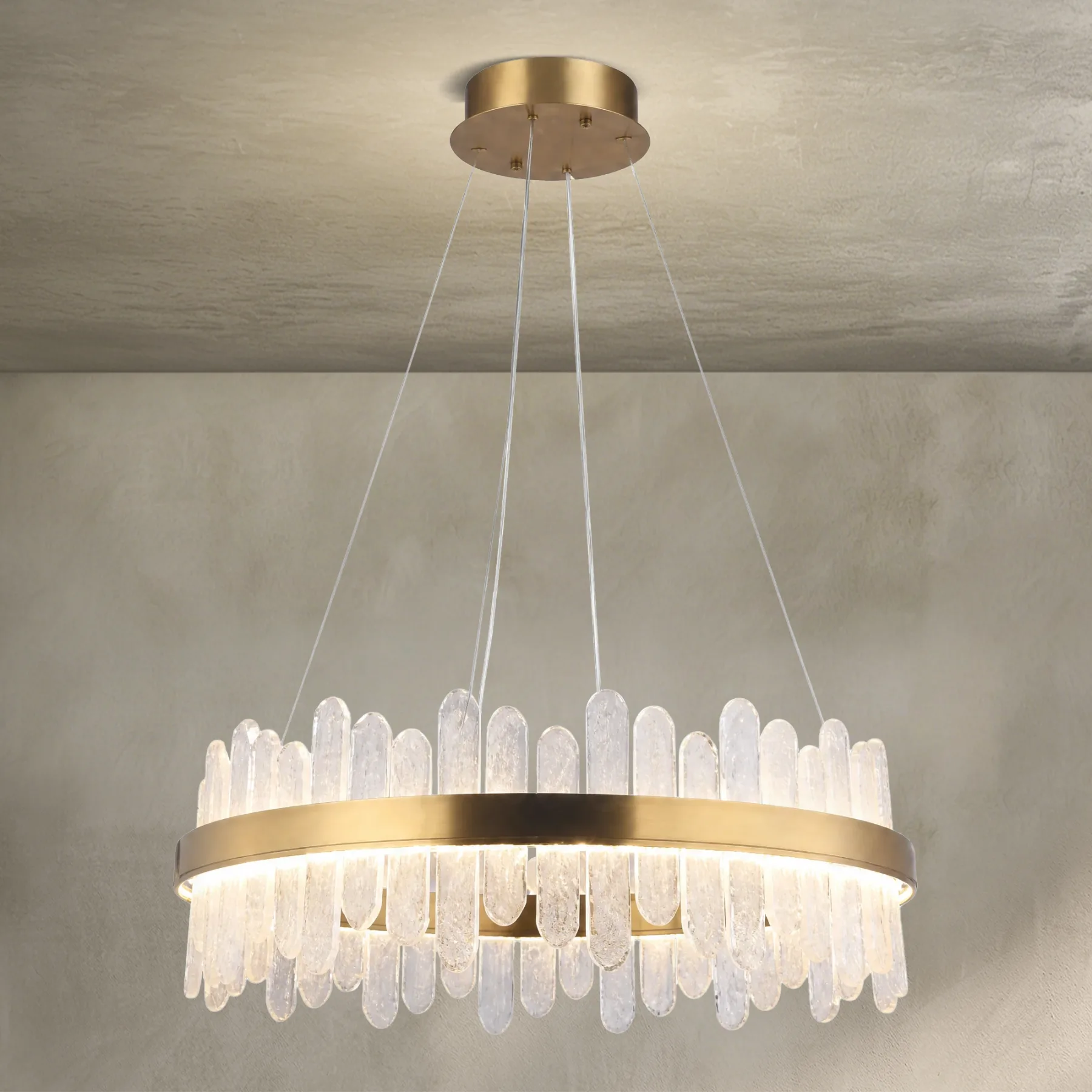 Luminous Brass Crystal Ring Chandelier custom chandeliers