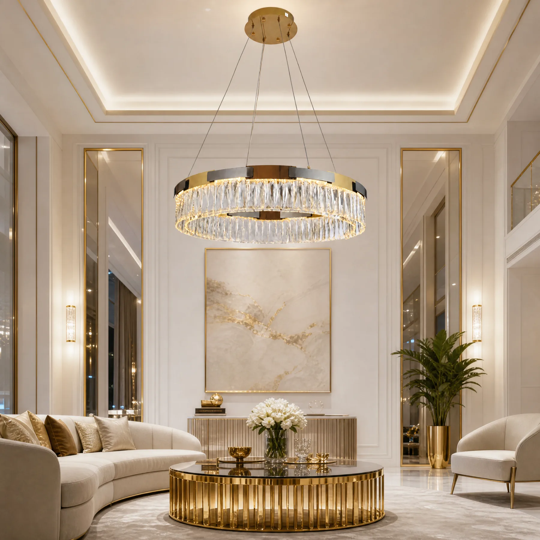 Gilded Crystal Ring Chandelier image 2