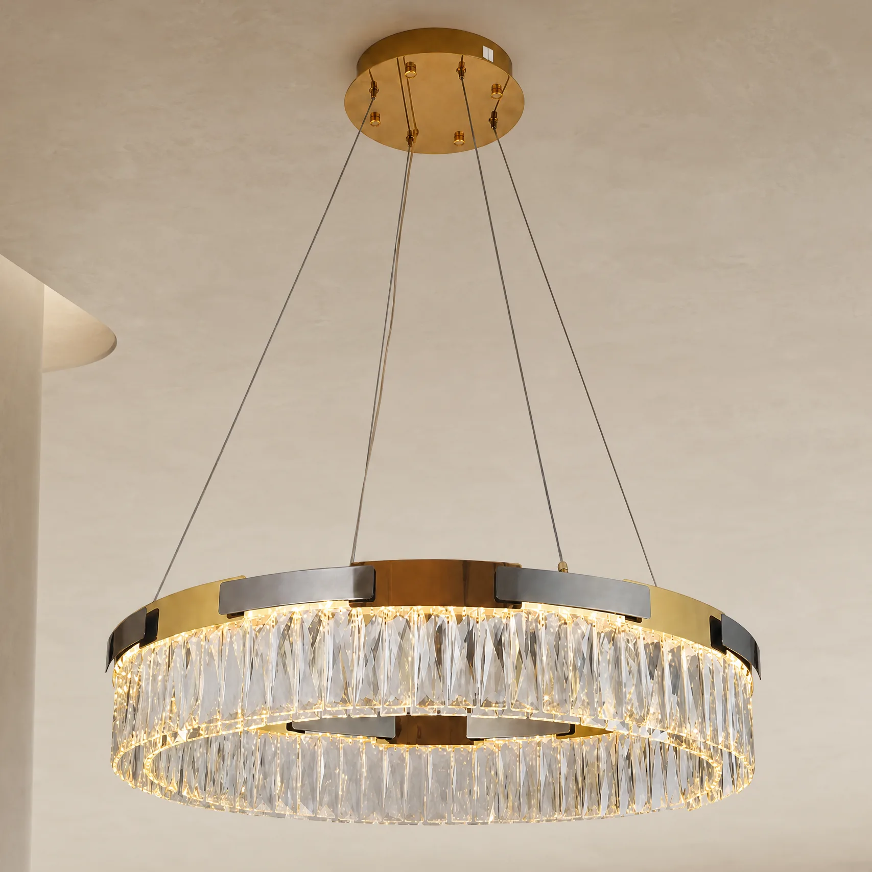 Gilded Crystal Ring Chandelier custom chandeliers