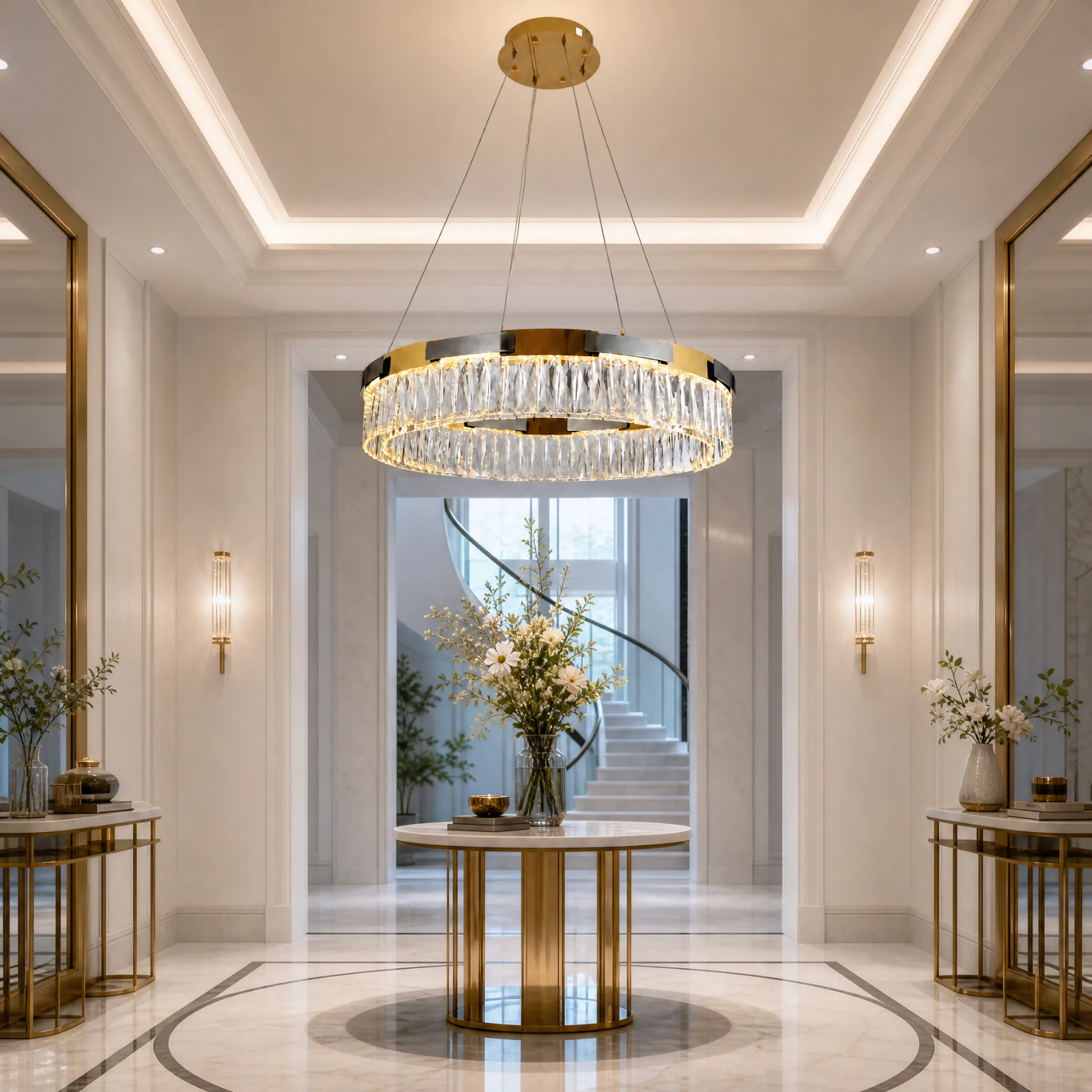 Gilded Crystal Ring Chandelier image 6