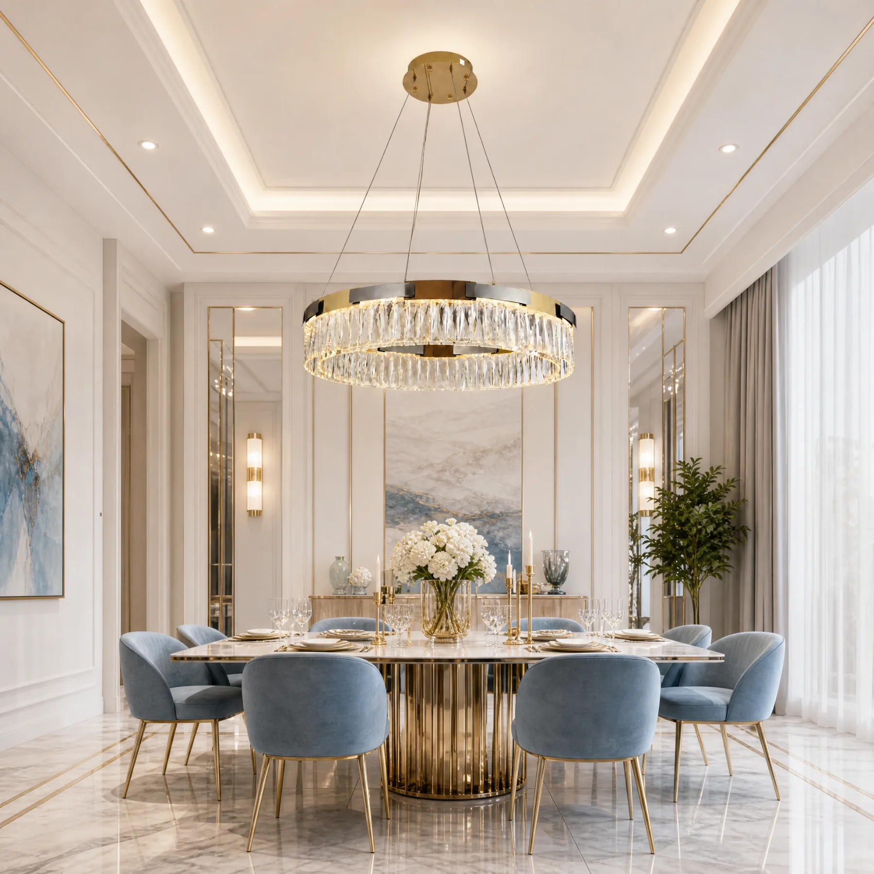 Gilded Crystal Ring Chandelier image 4