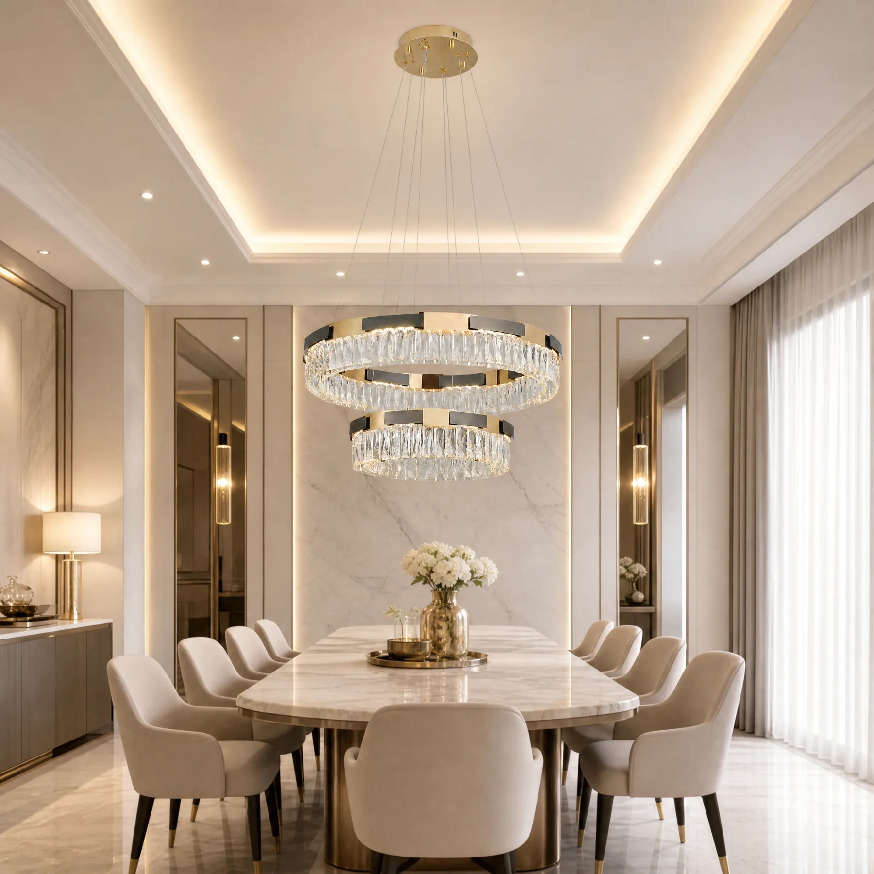 Gilded Crystal Ring Chandelier image 2