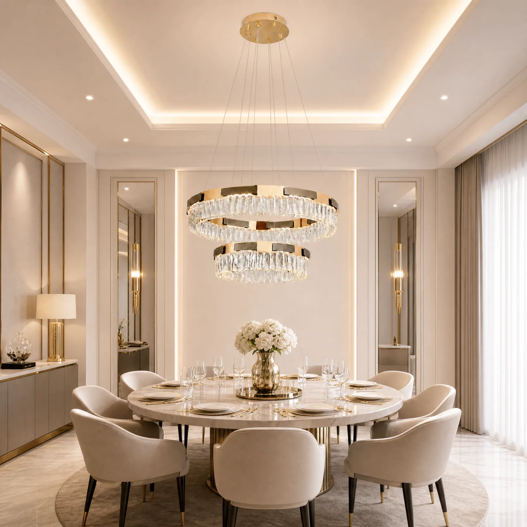 Gilded Crystal Ring Chandelier image 3