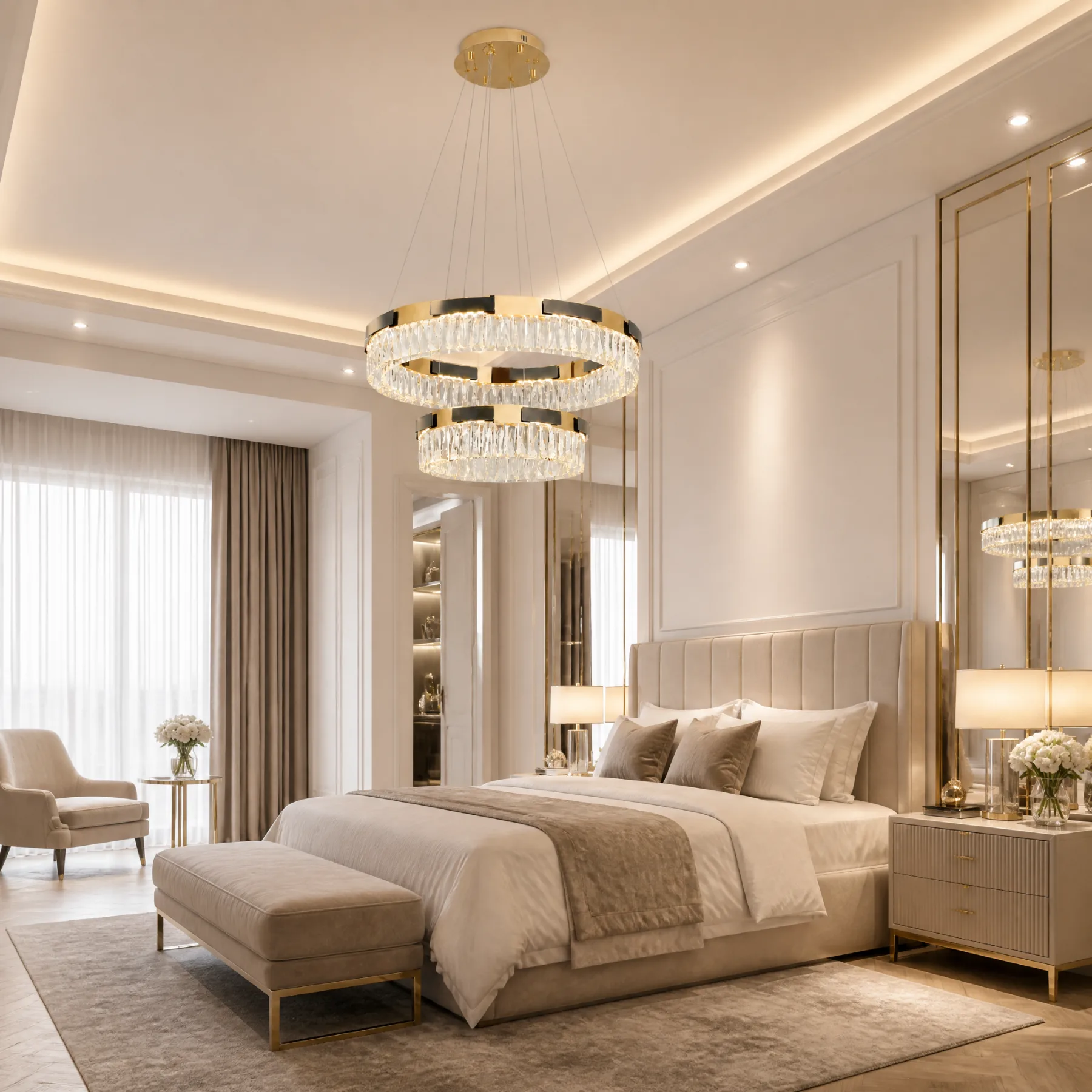 Gilded Crystal Ring Chandelier image 4