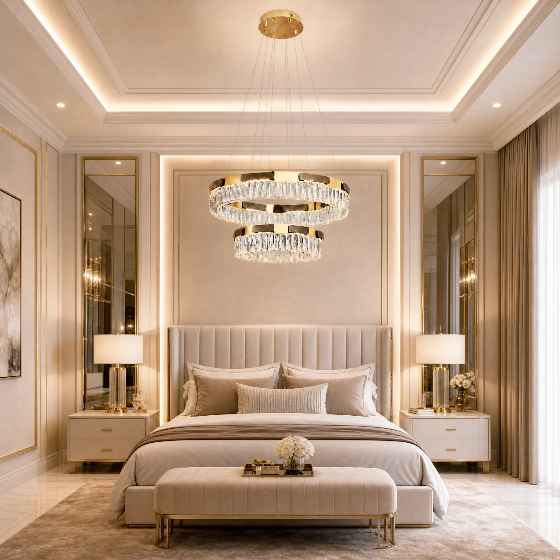 Gilded Crystal Ring Chandelier image 5