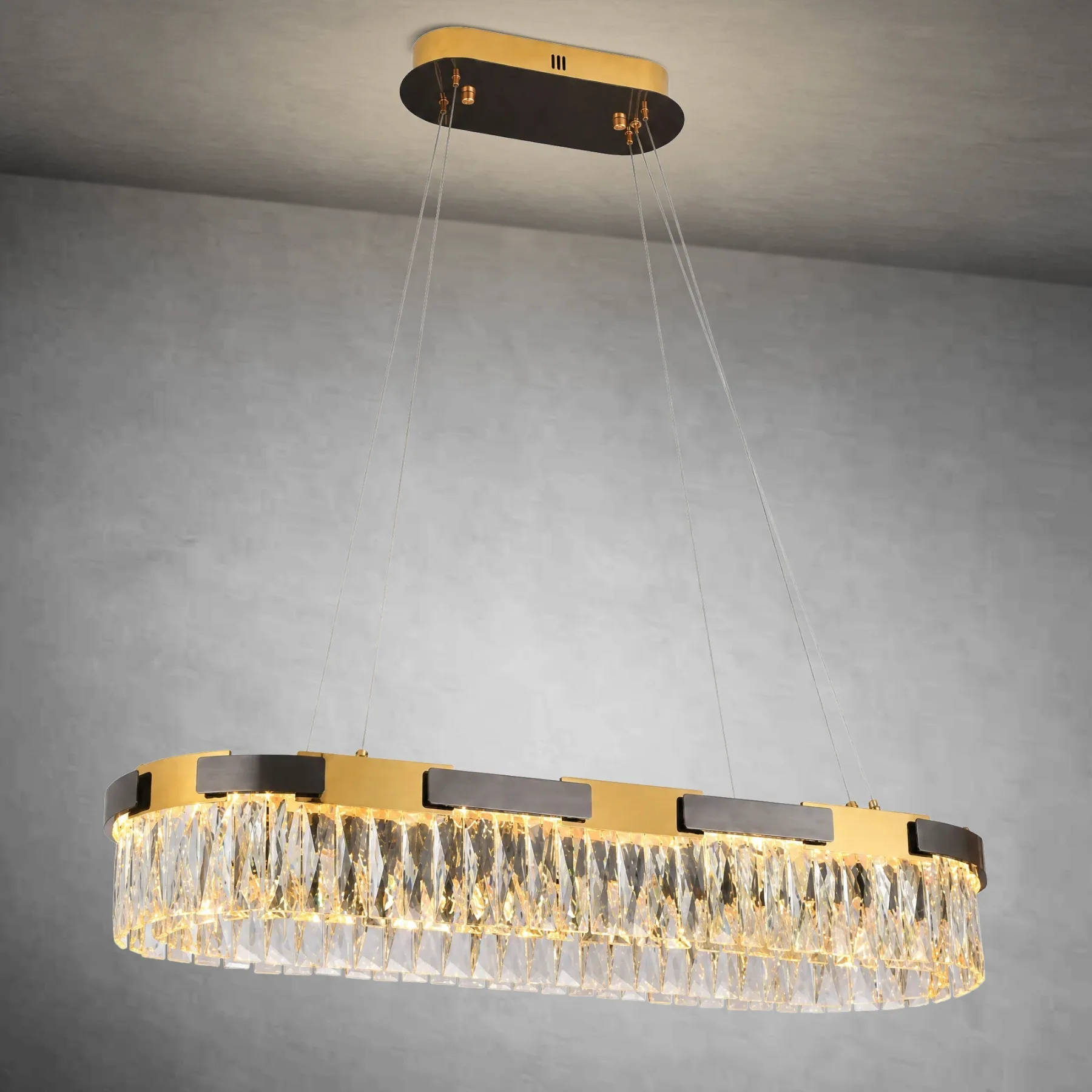 Gilded Crystal Linear Chandelier custom chandeliers