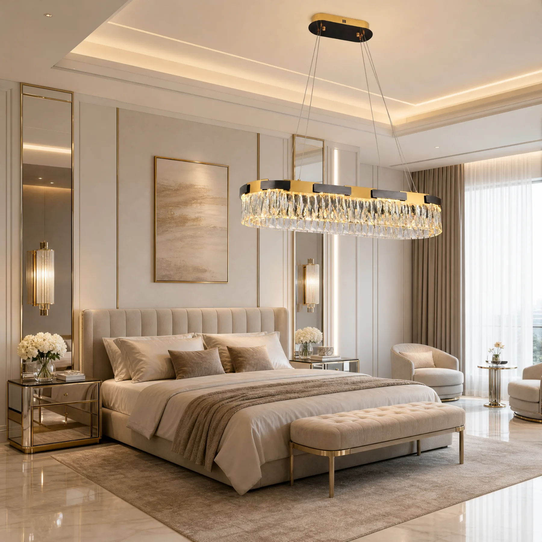 Gilded Crystal Linear Chandelier image 2