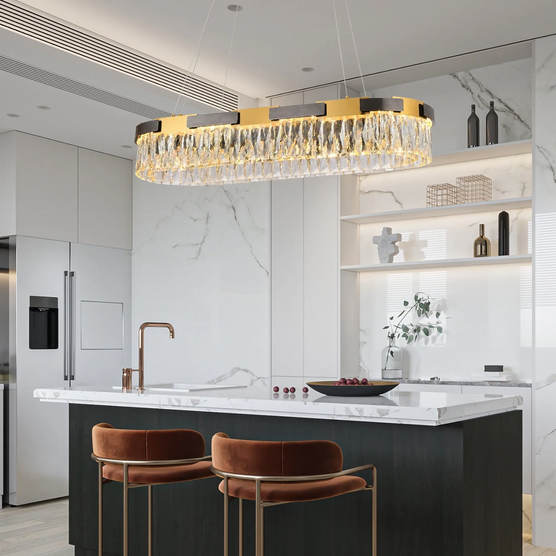 Gilded Crystal Linear Chandelier image 3