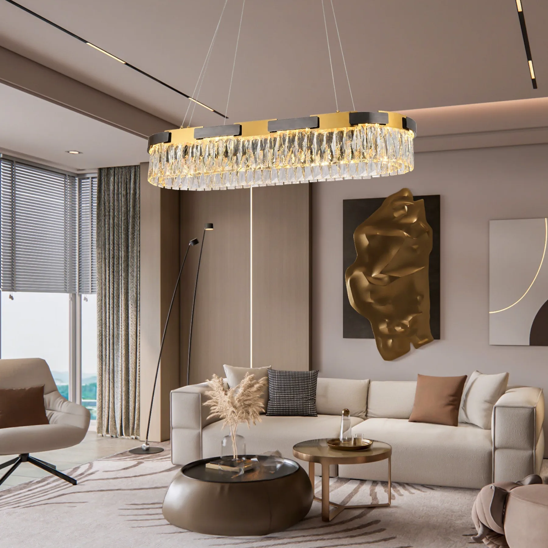 Gilded Crystal Linear Chandelier image 6