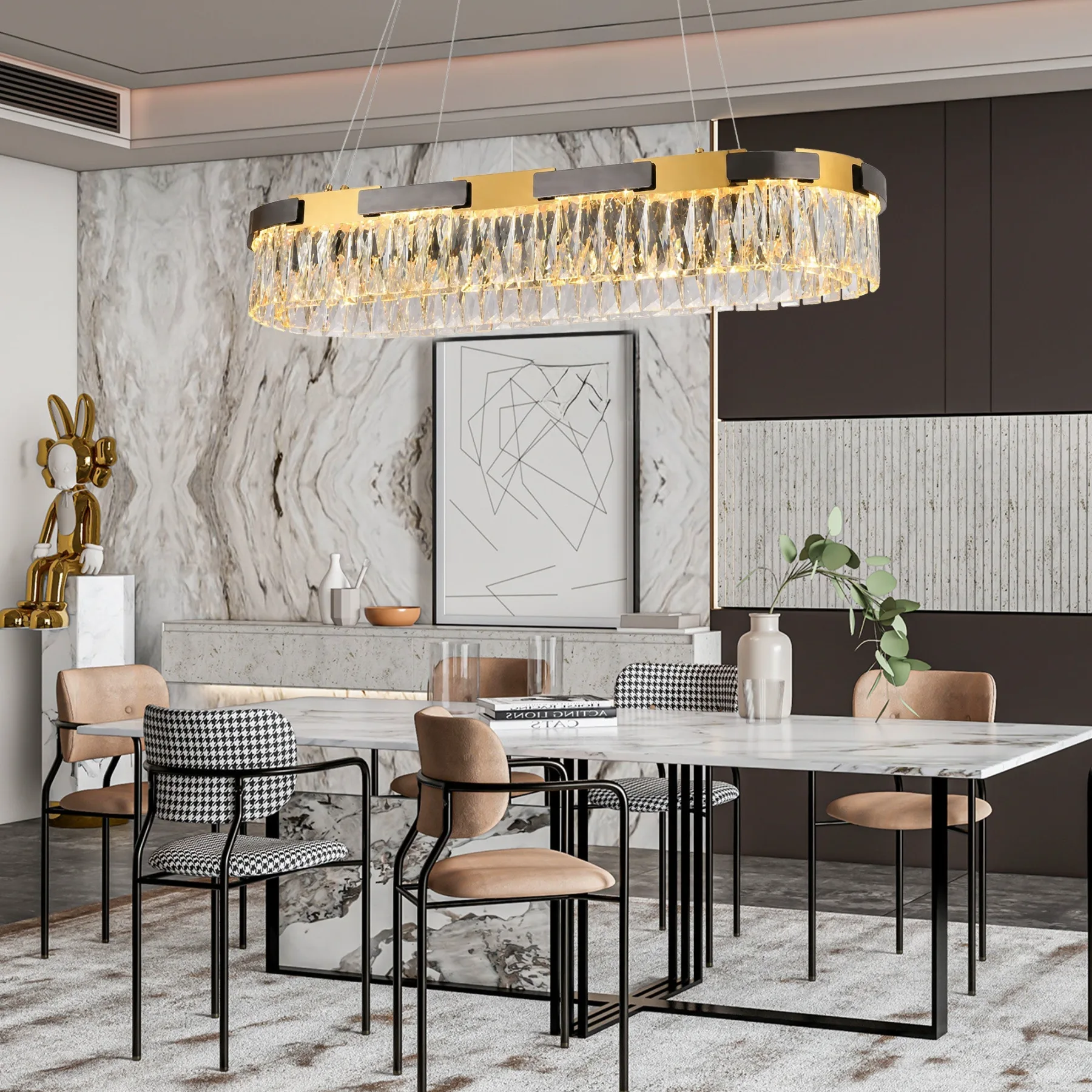 Gilded Crystal Linear Chandelier image 4