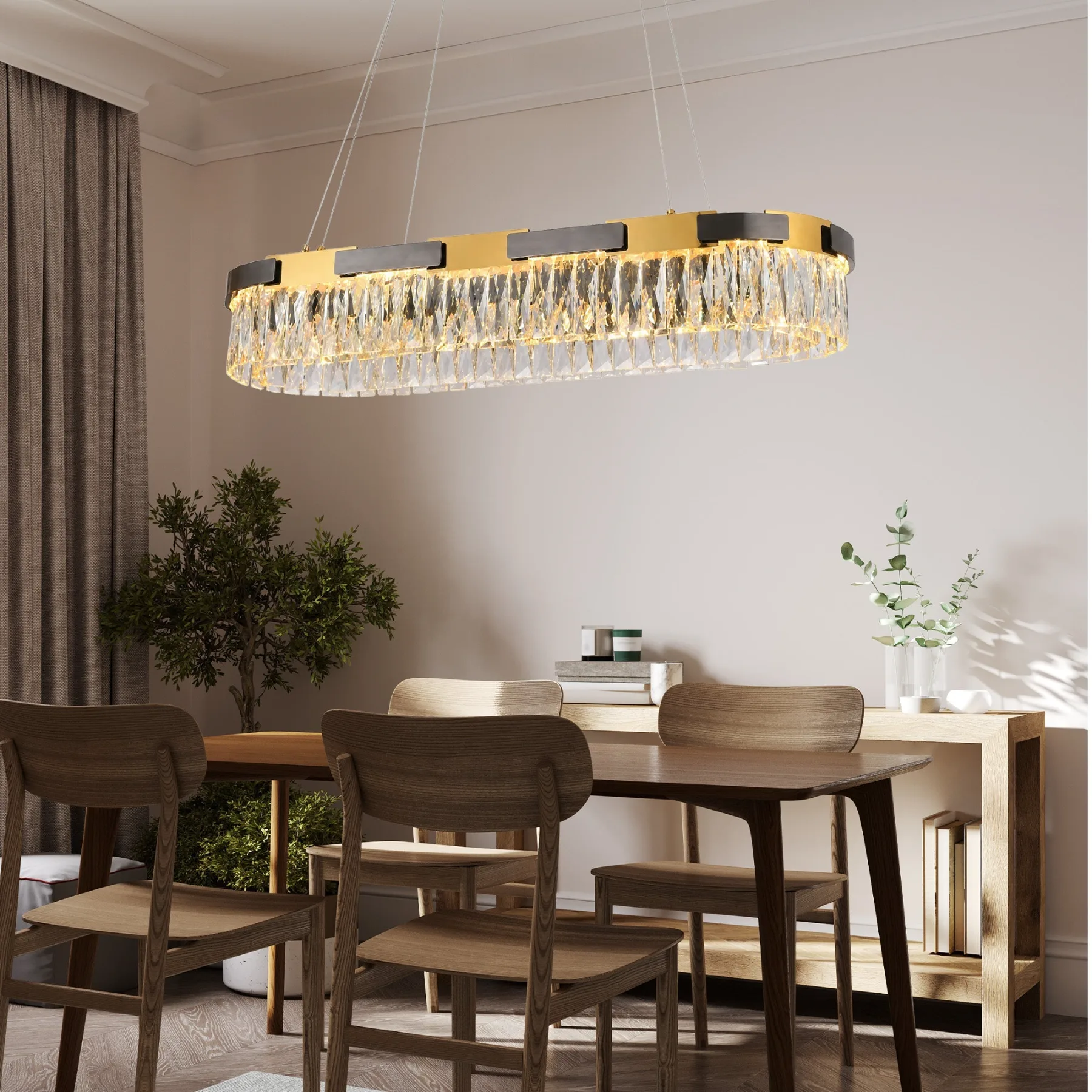 Gilded Crystal Linear Chandelier image 5