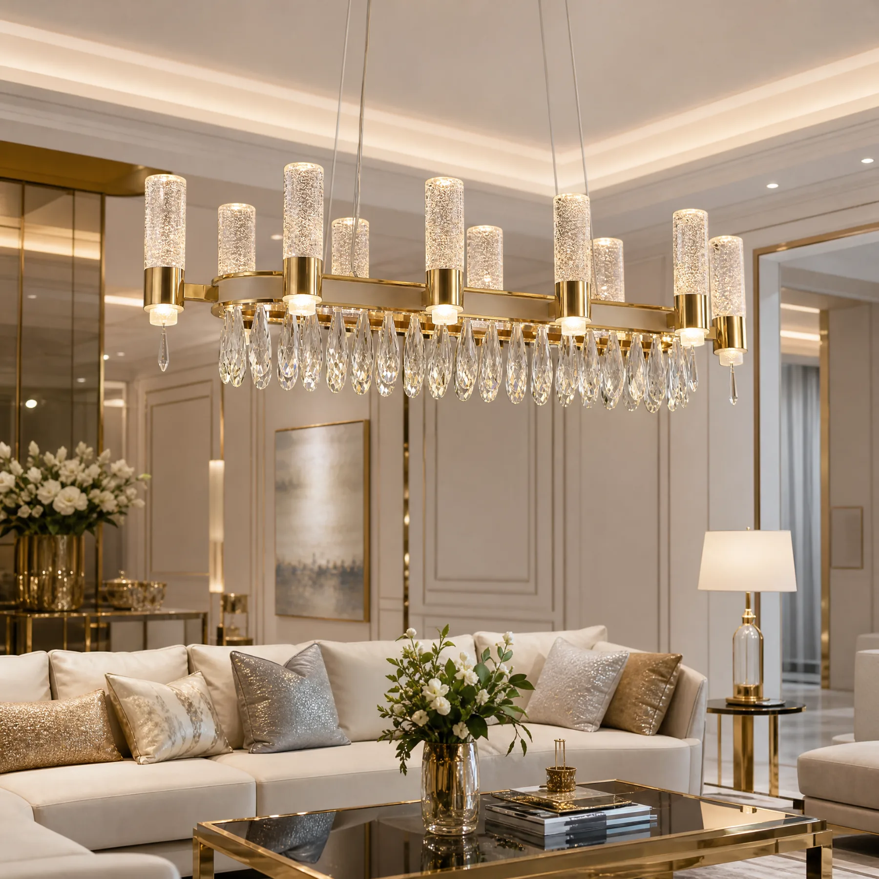 Gilded Crystal Linear Chandelier image 2