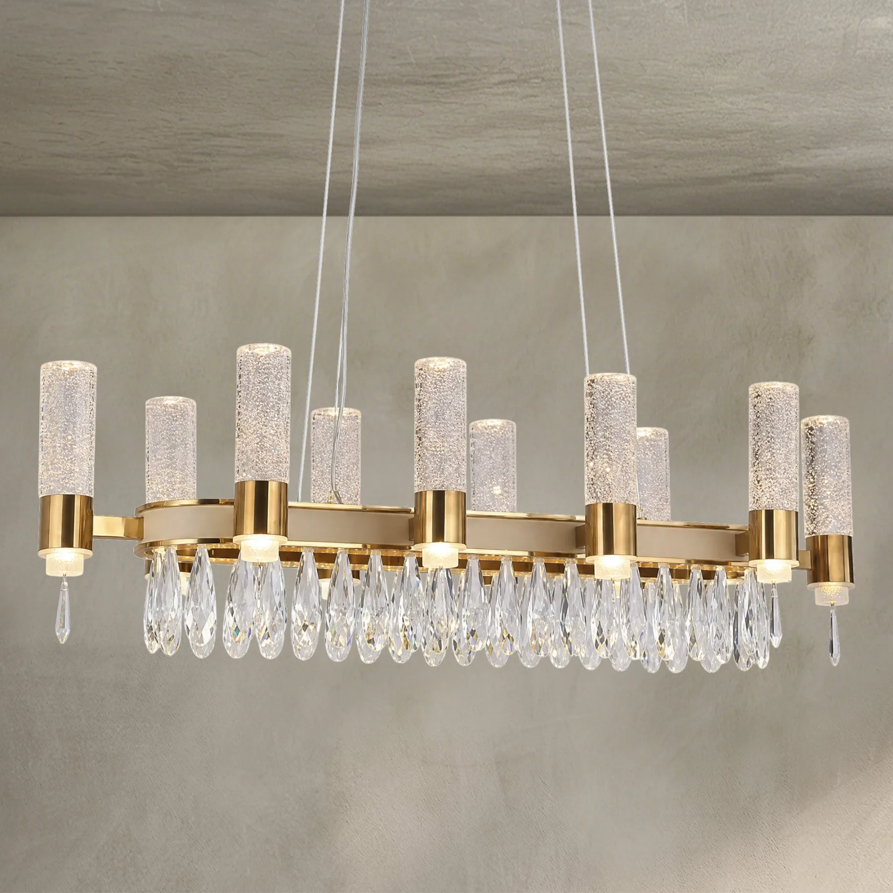 Gilded Crystal Linear Chandelier custom chandeliers