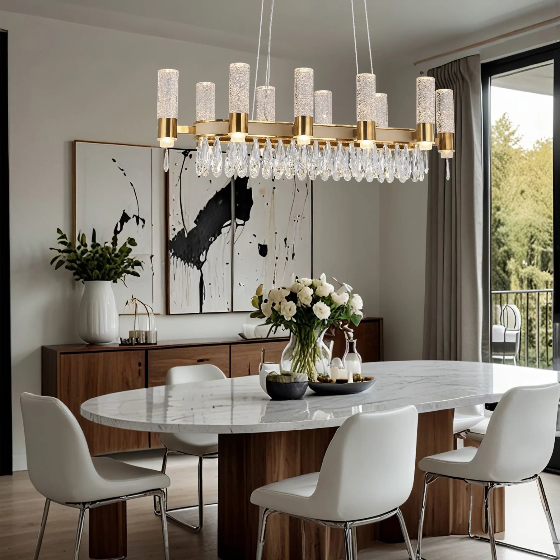 Gilded Crystal Linear Chandelier image 4