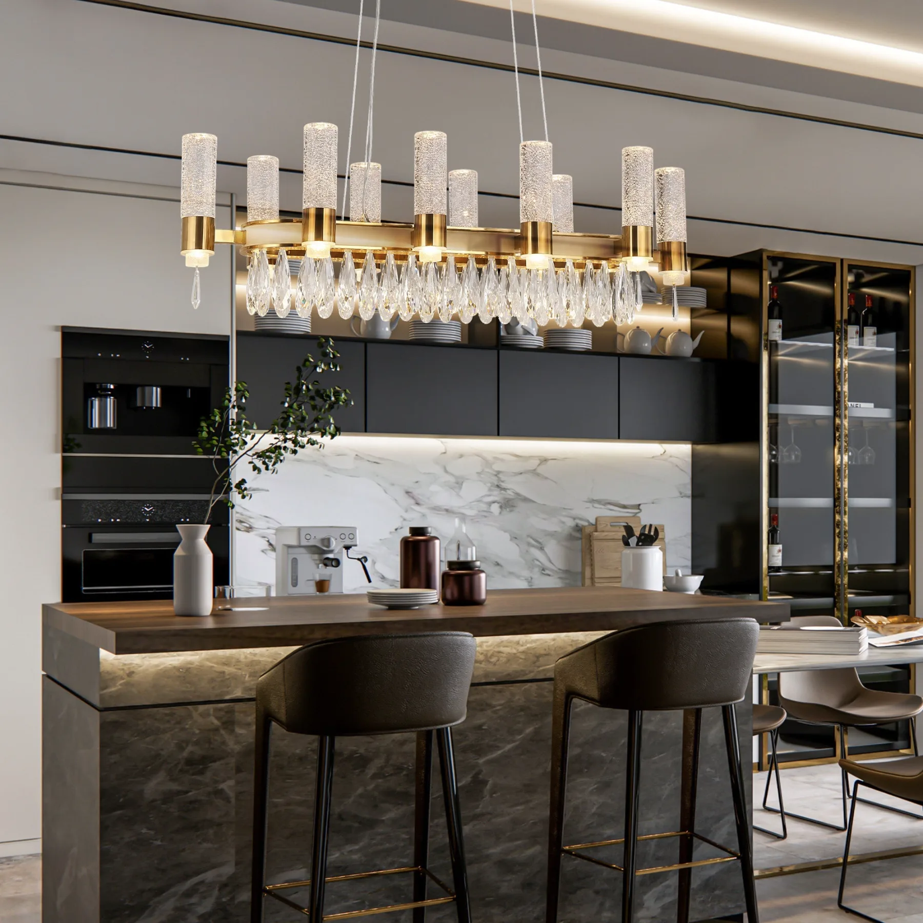Gilded Crystal Linear Chandelier image 3