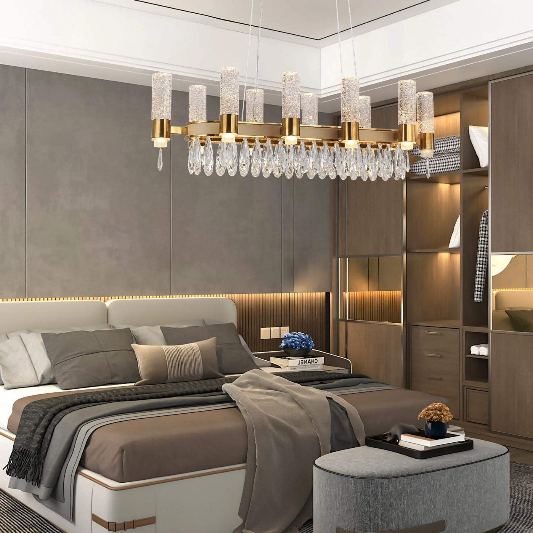 Gilded Crystal Linear Chandelier image 5
