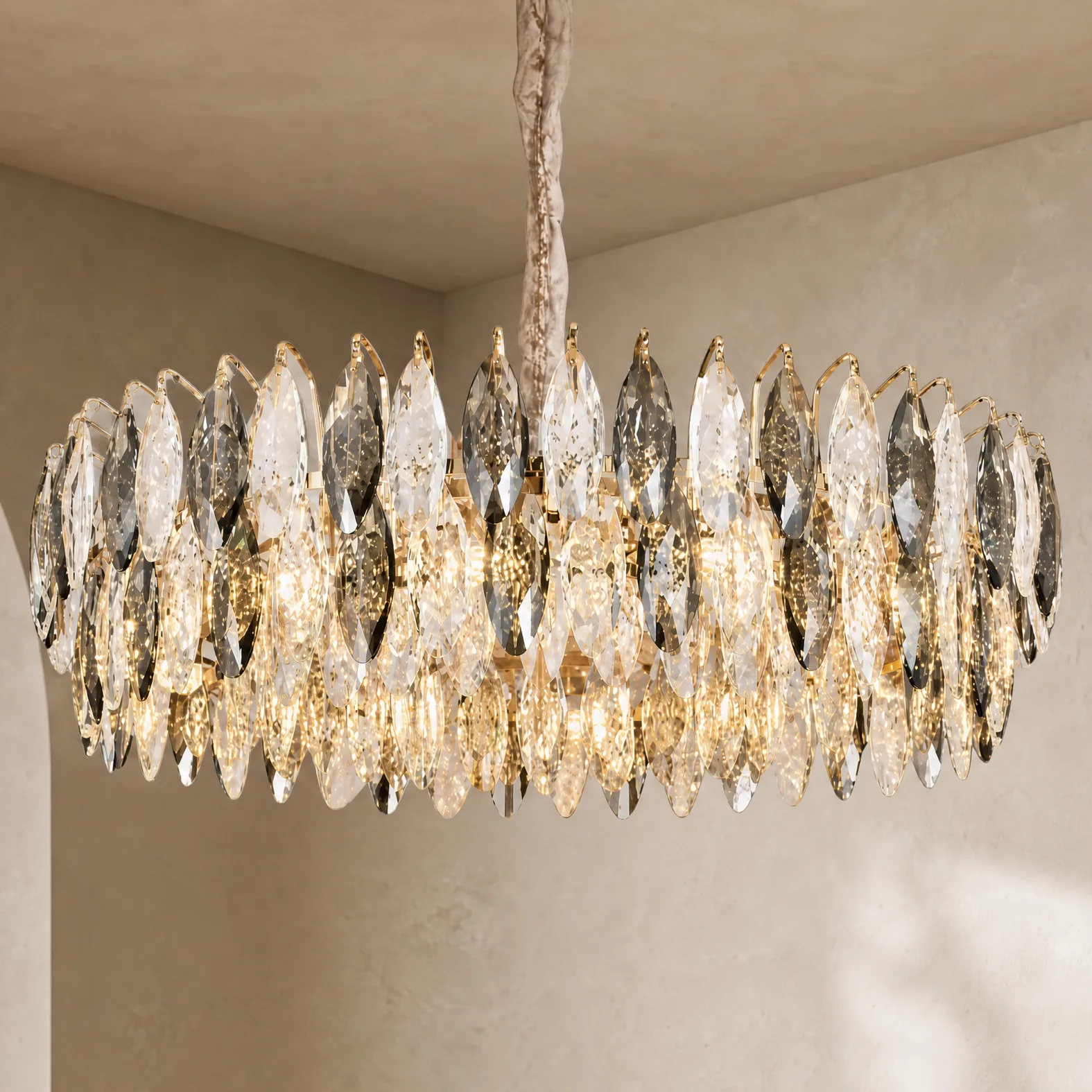 Luminous Crystal Leaf Chandelier custom chandeliers