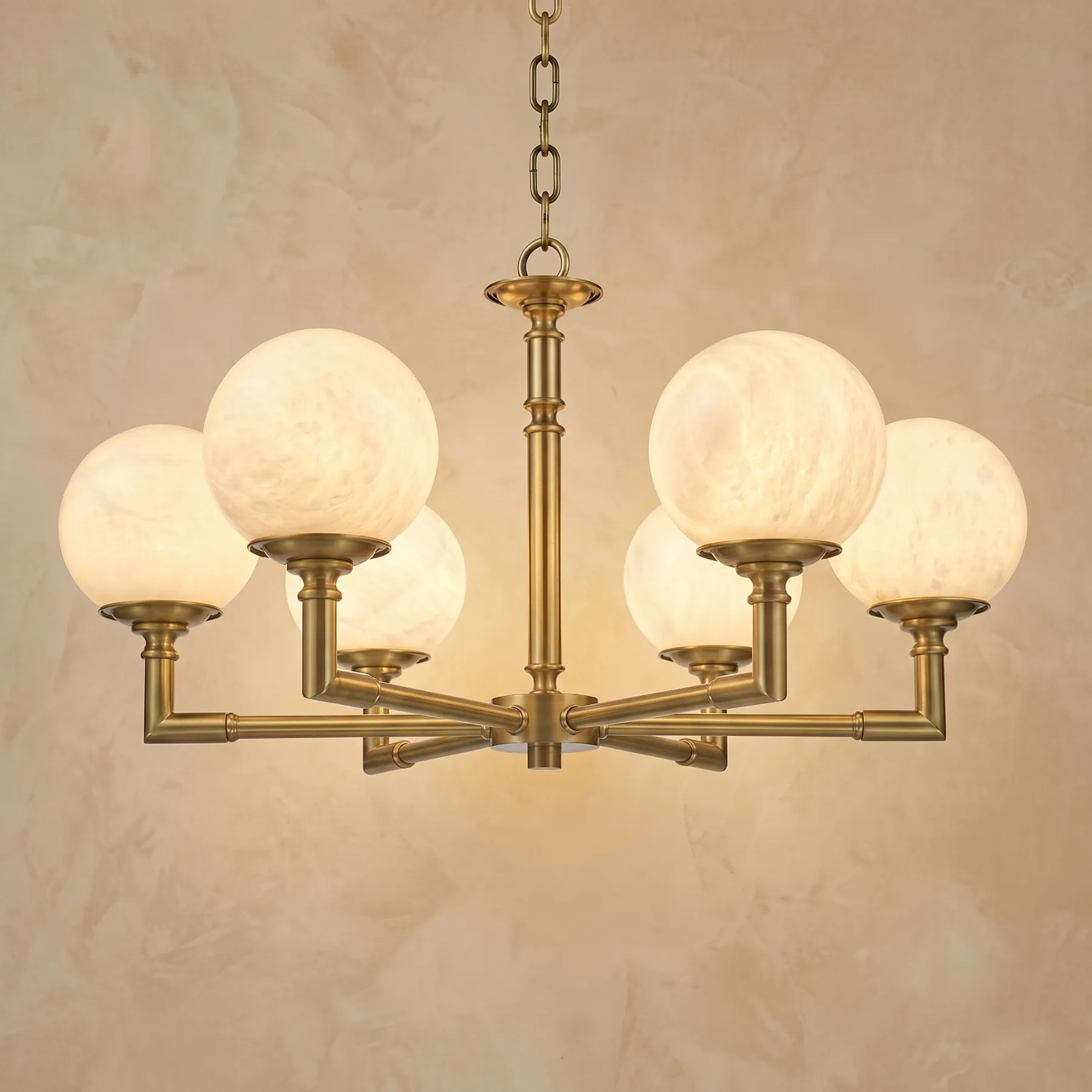Gilded Alabaster Globe Chandelier custom chandeliers