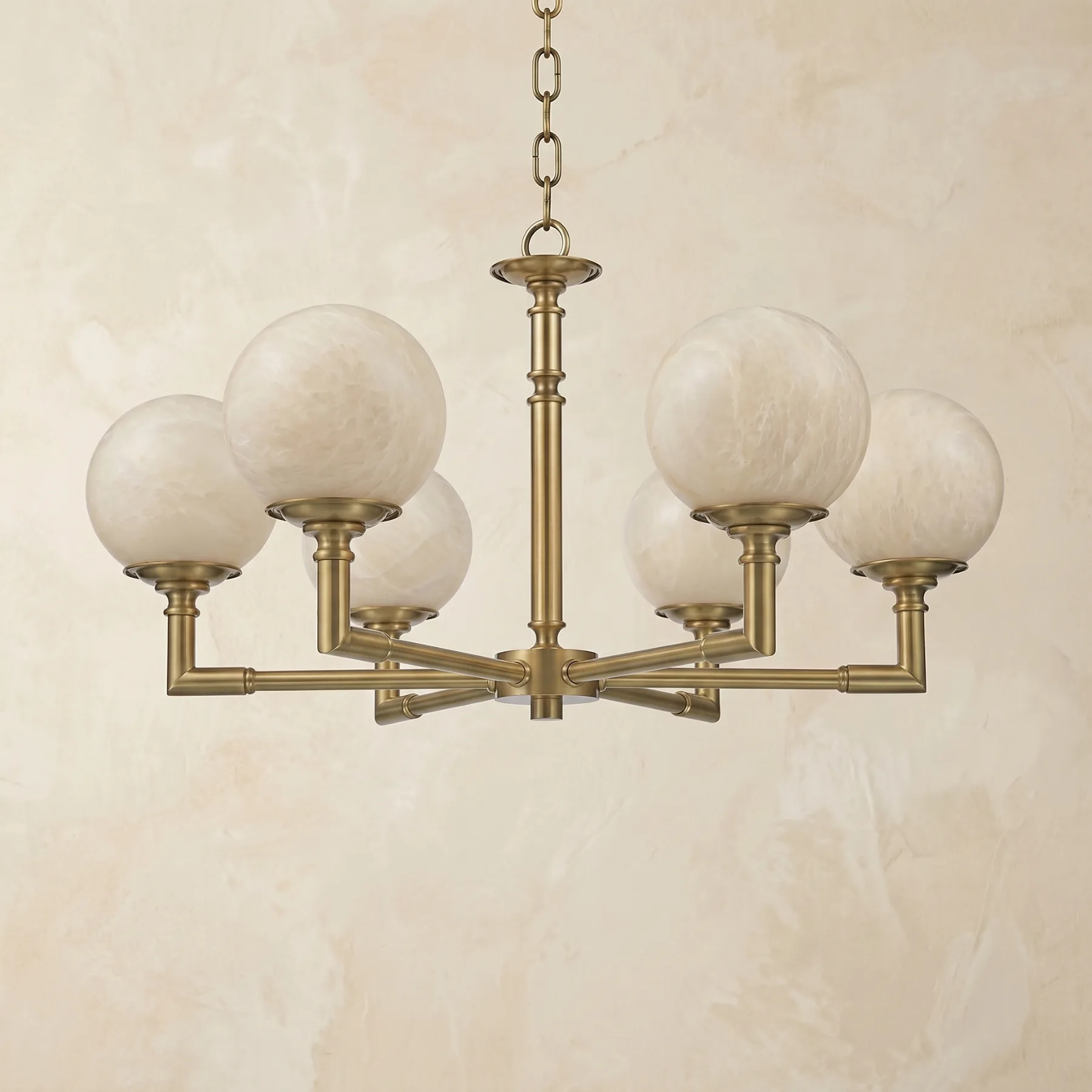 Gilded Alabaster Globe Chandelier image 2
