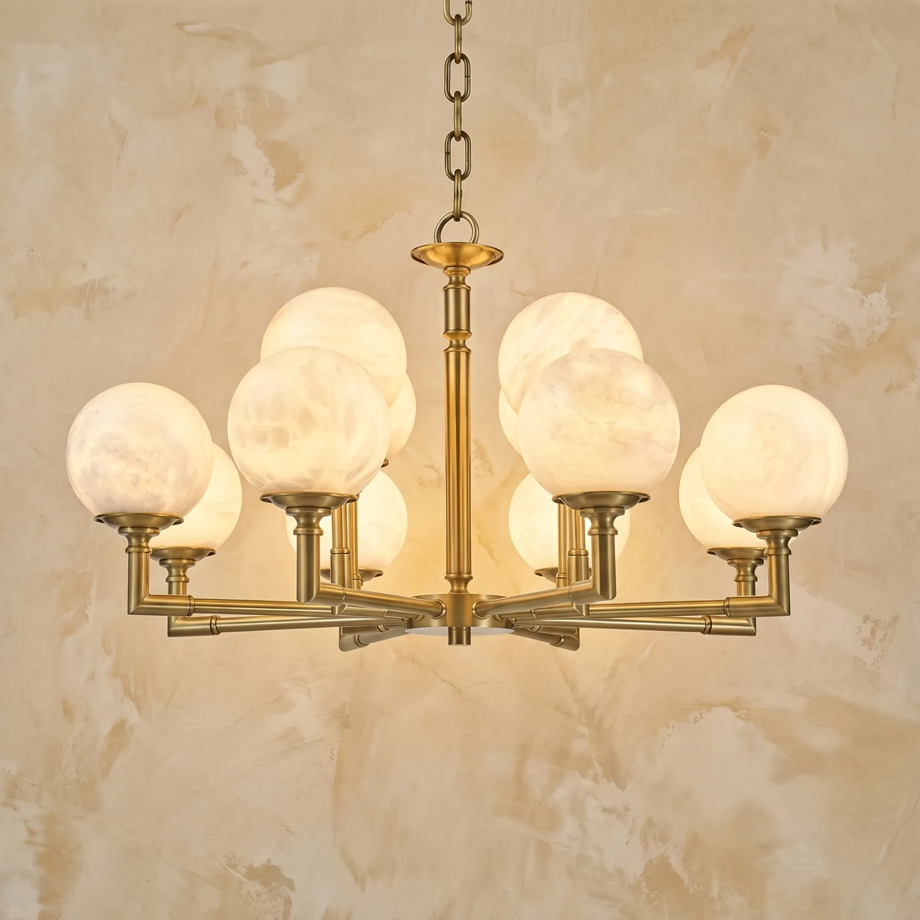 Gilded Alabaster Globe Chandelier custom chandeliers