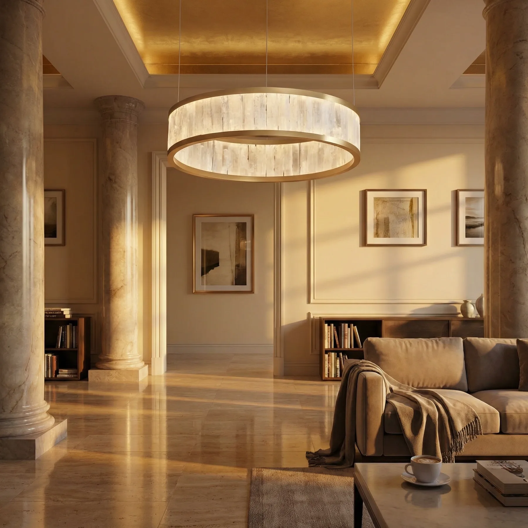 Luminous Alabaster Ring Chandelier image 6