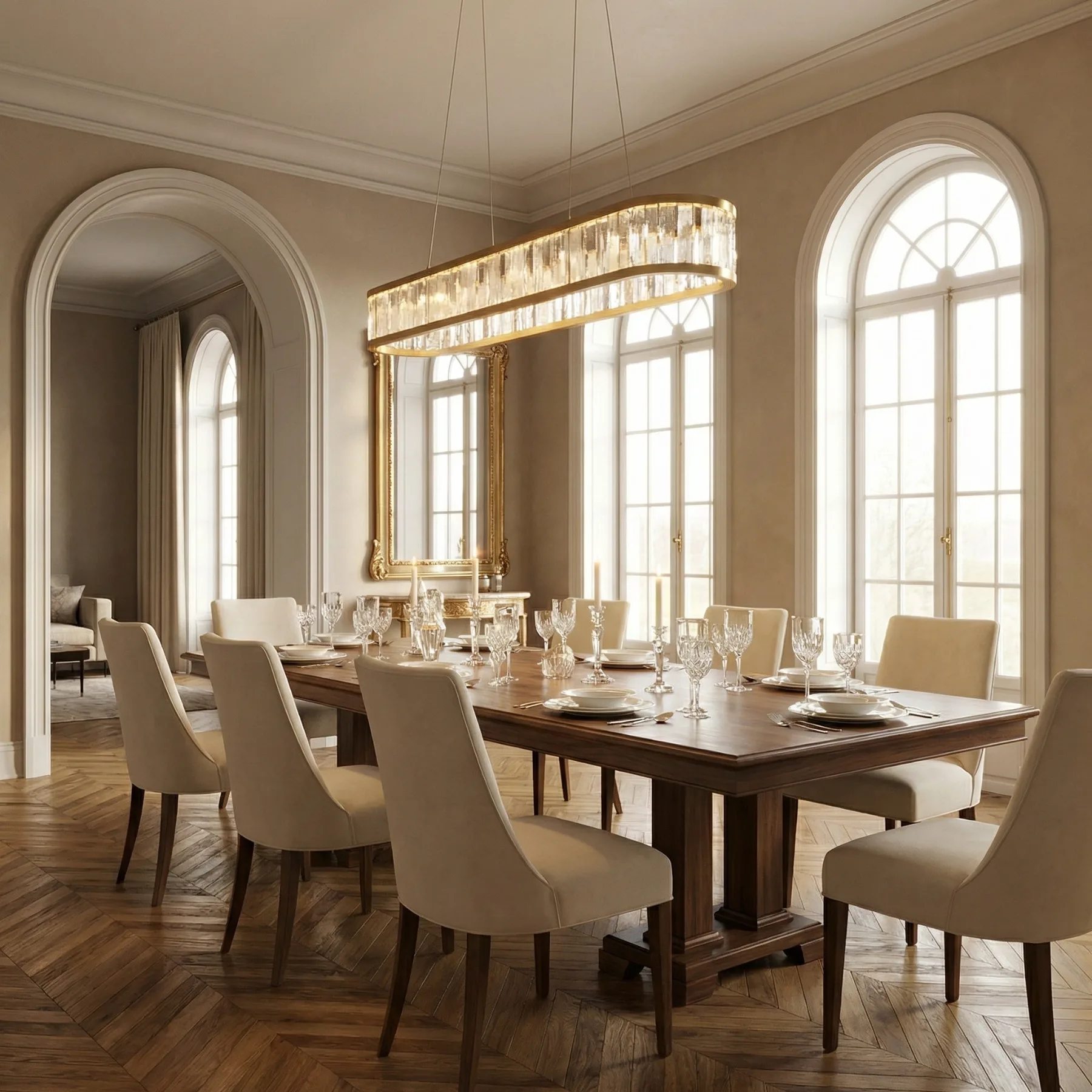 Gilded Crystal Linear Chandelier image 2
