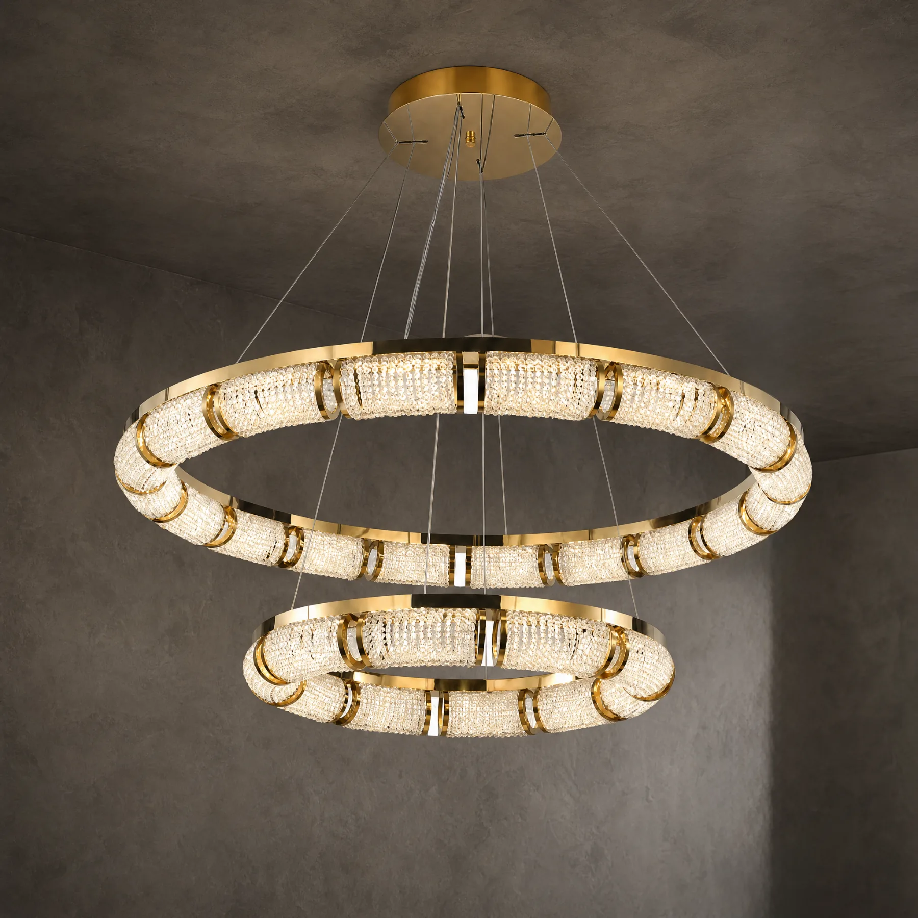 Gilded Crystal Ring Chandelier custom chandeliers