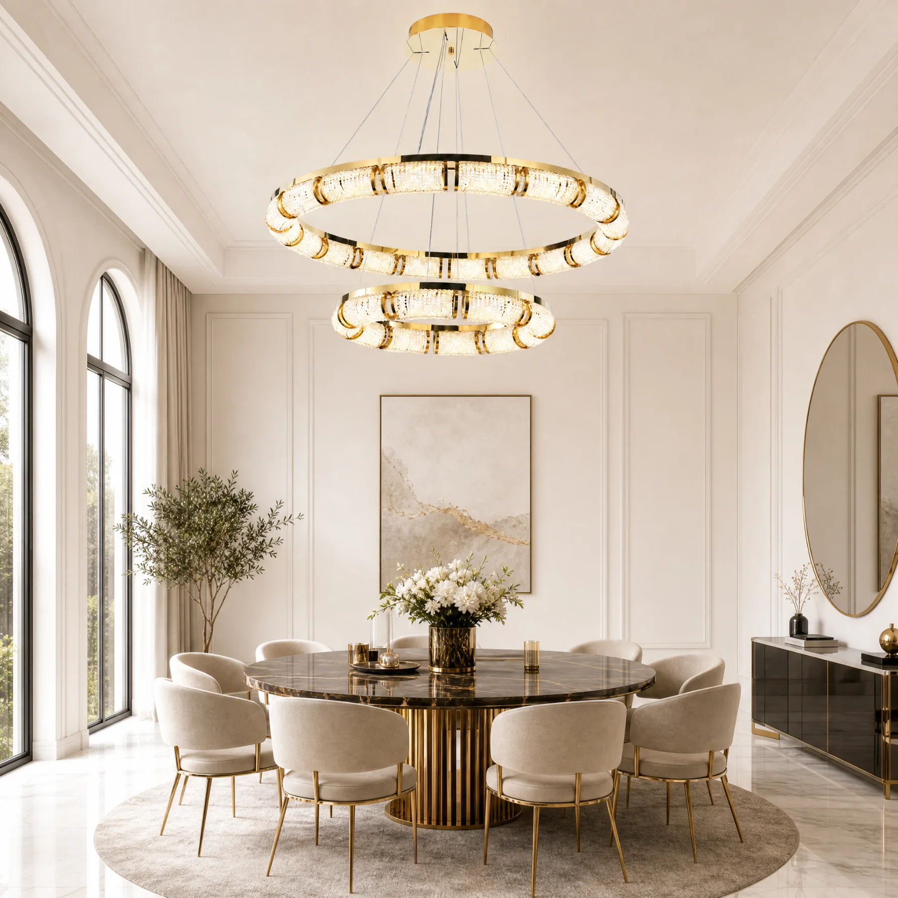 Gilded Crystal Ring Chandelier image 3