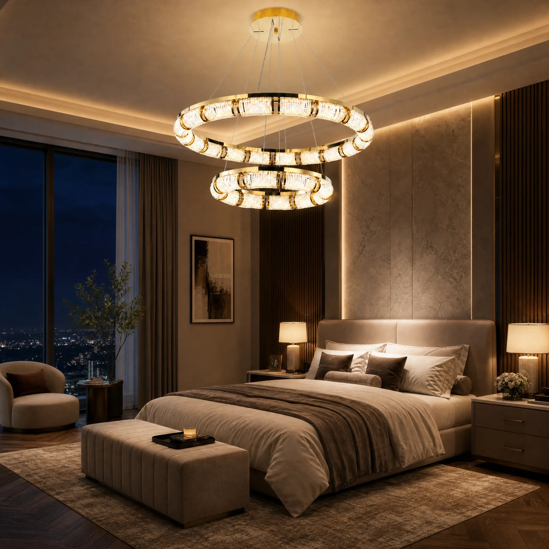 Gilded Crystal Ring Chandelier image 2