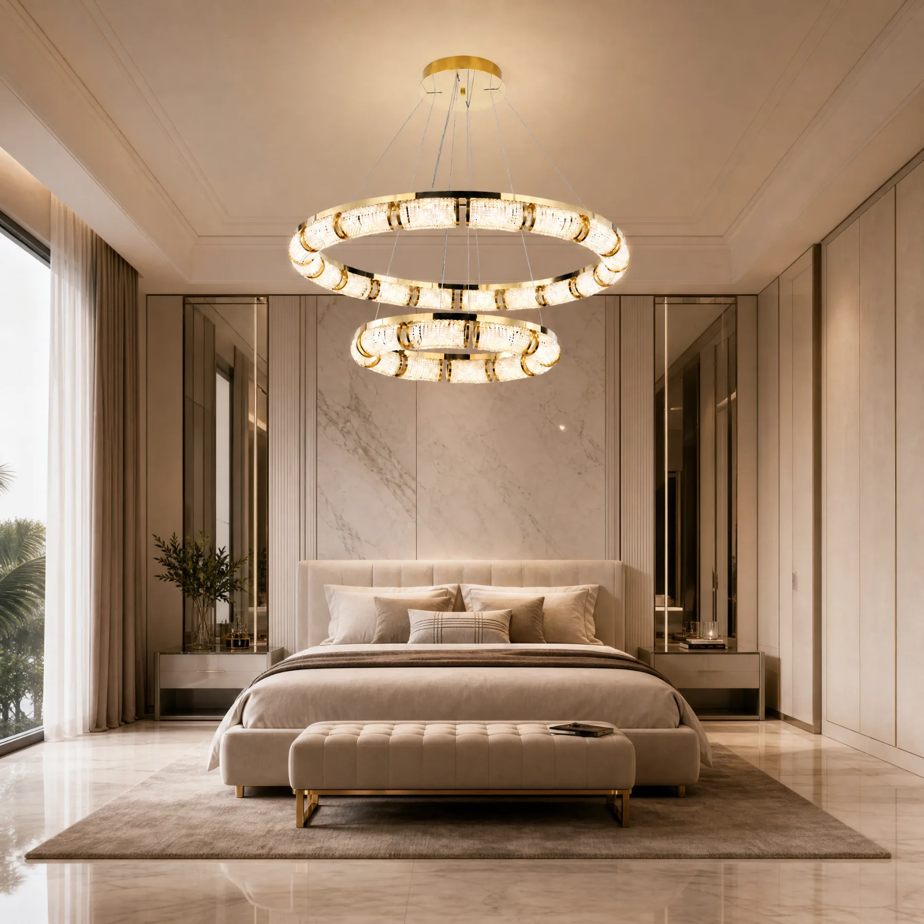 Gilded Crystal Ring Chandelier image 4