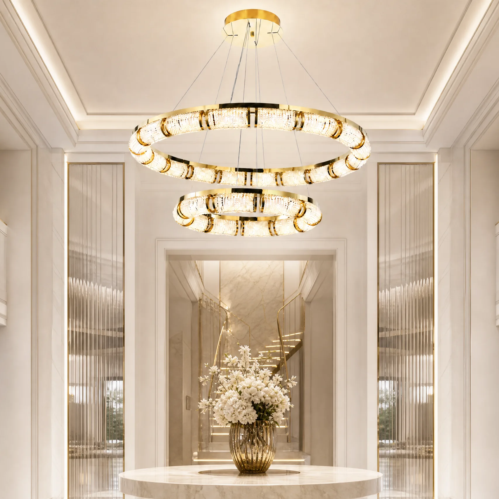 Gilded Crystal Ring Chandelier image 6