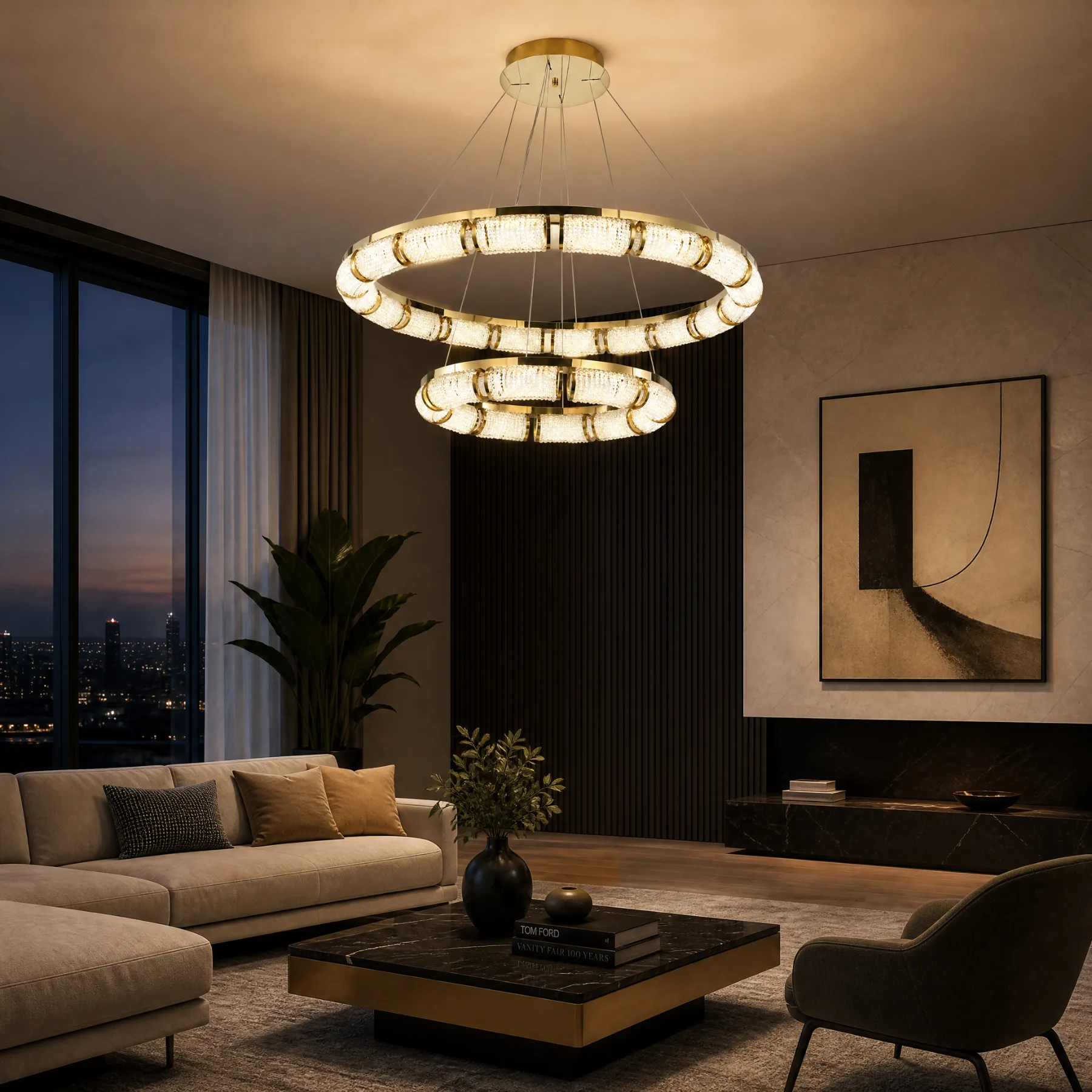Gilded Crystal Ring Chandelier image 7