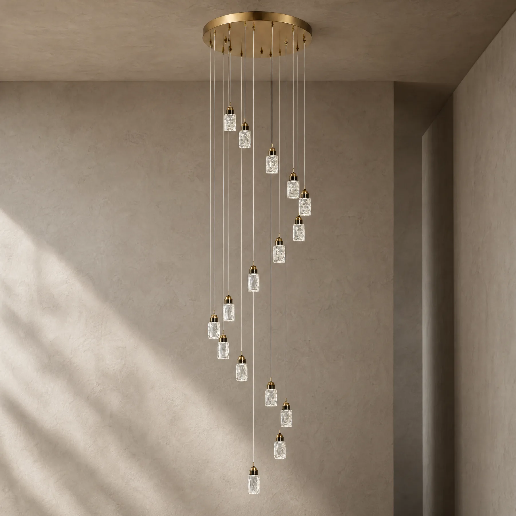 Gilded Crystal Cascade Chandelier custom chandeliers
