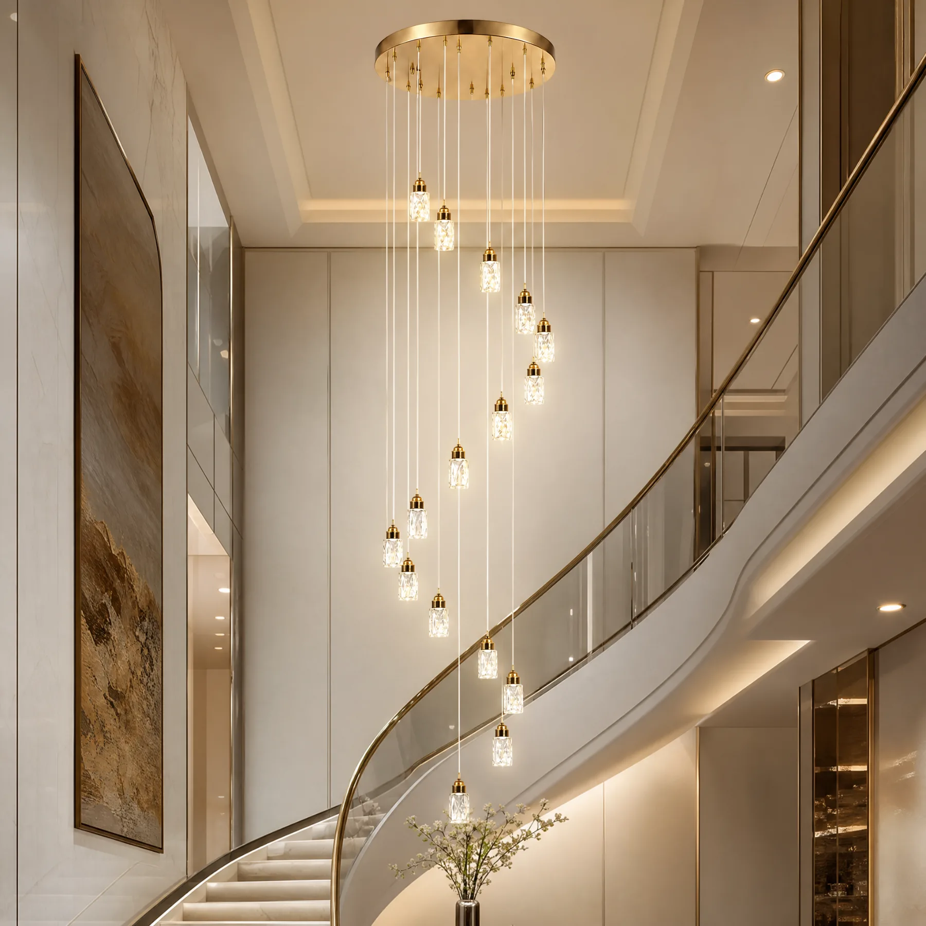 Gilded Crystal Cascade Chandelier image 2
