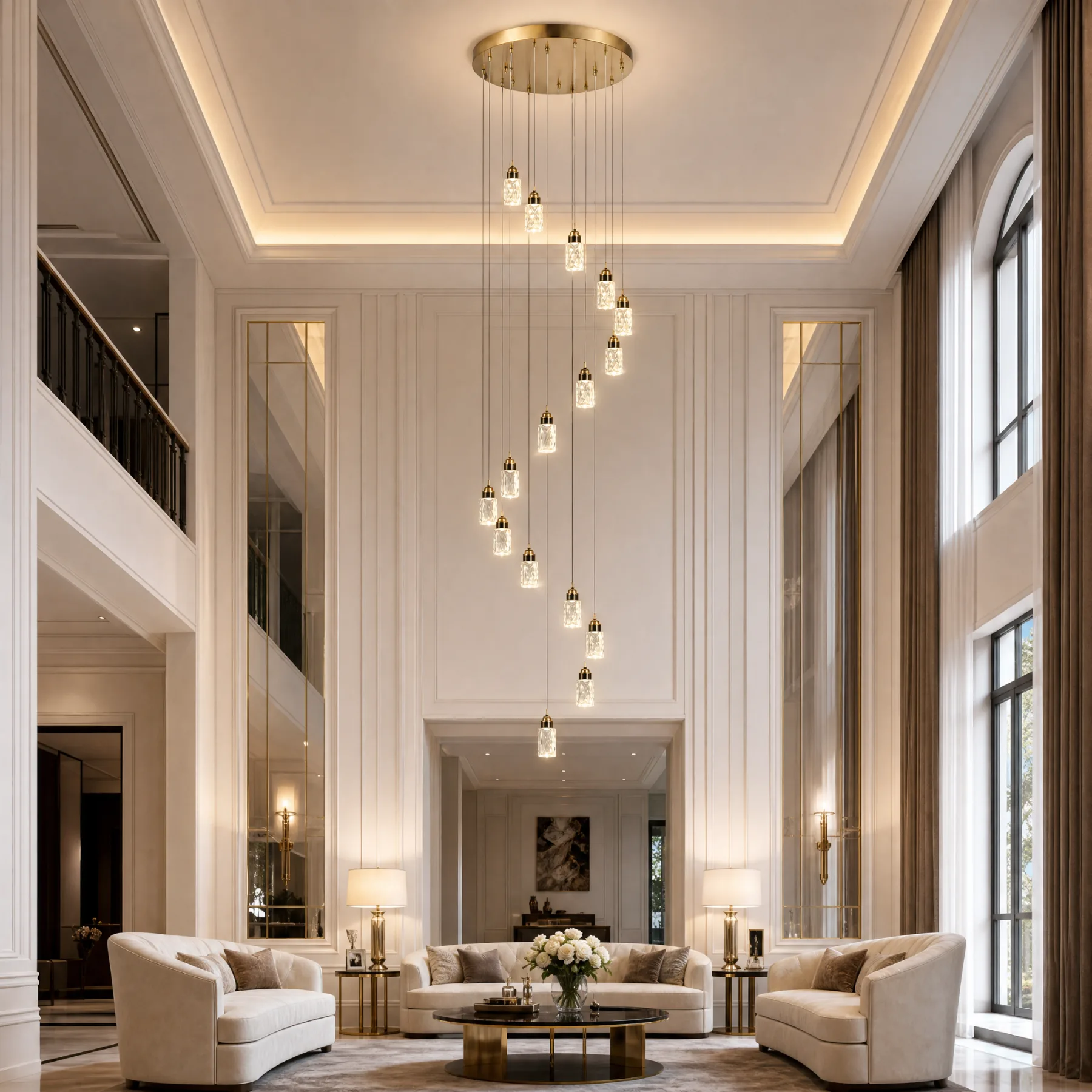 Gilded Crystal Cascade Chandelier image 3
