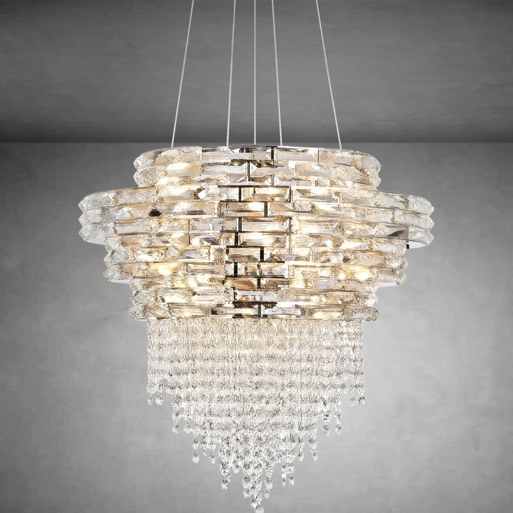 Luminous Crystal Cascade Chandelier image 2