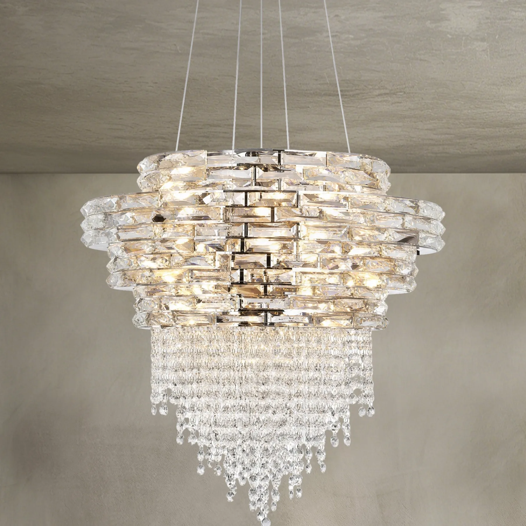 Luminous Crystal Cascade Chandelier custom chandeliers