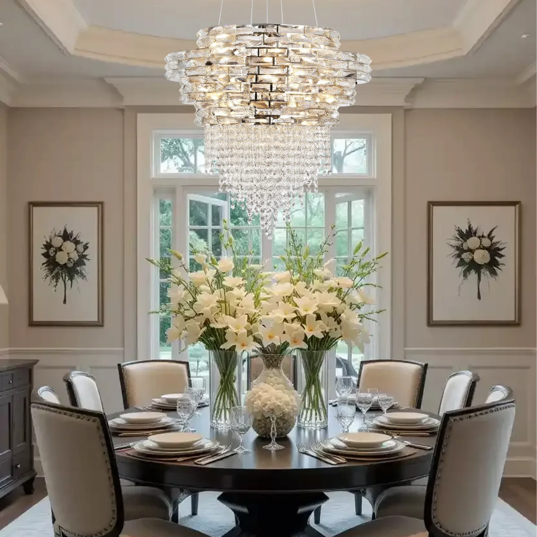 Luminous Crystal Cascade Chandelier image 7