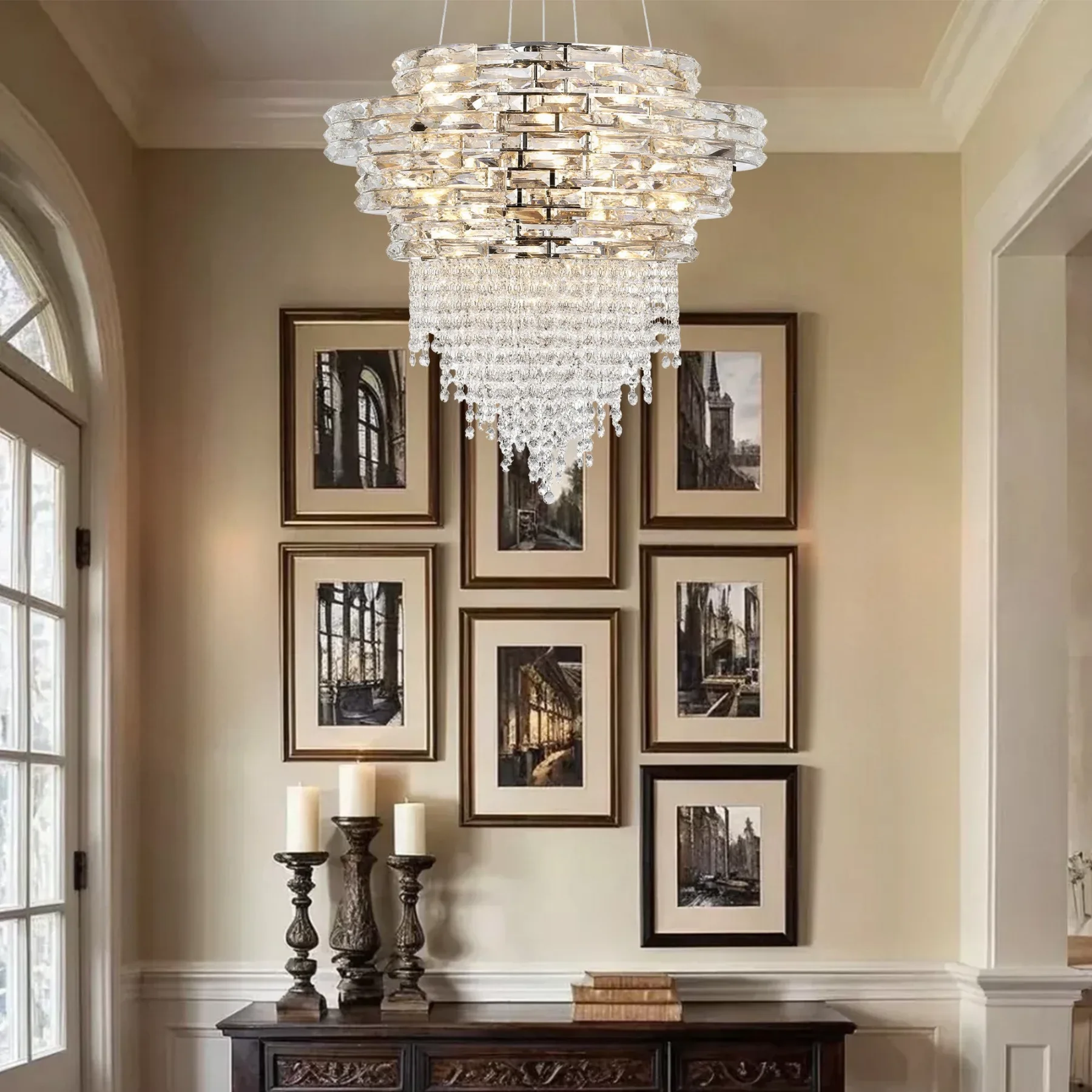 Luminous Crystal Cascade Chandelier image 4