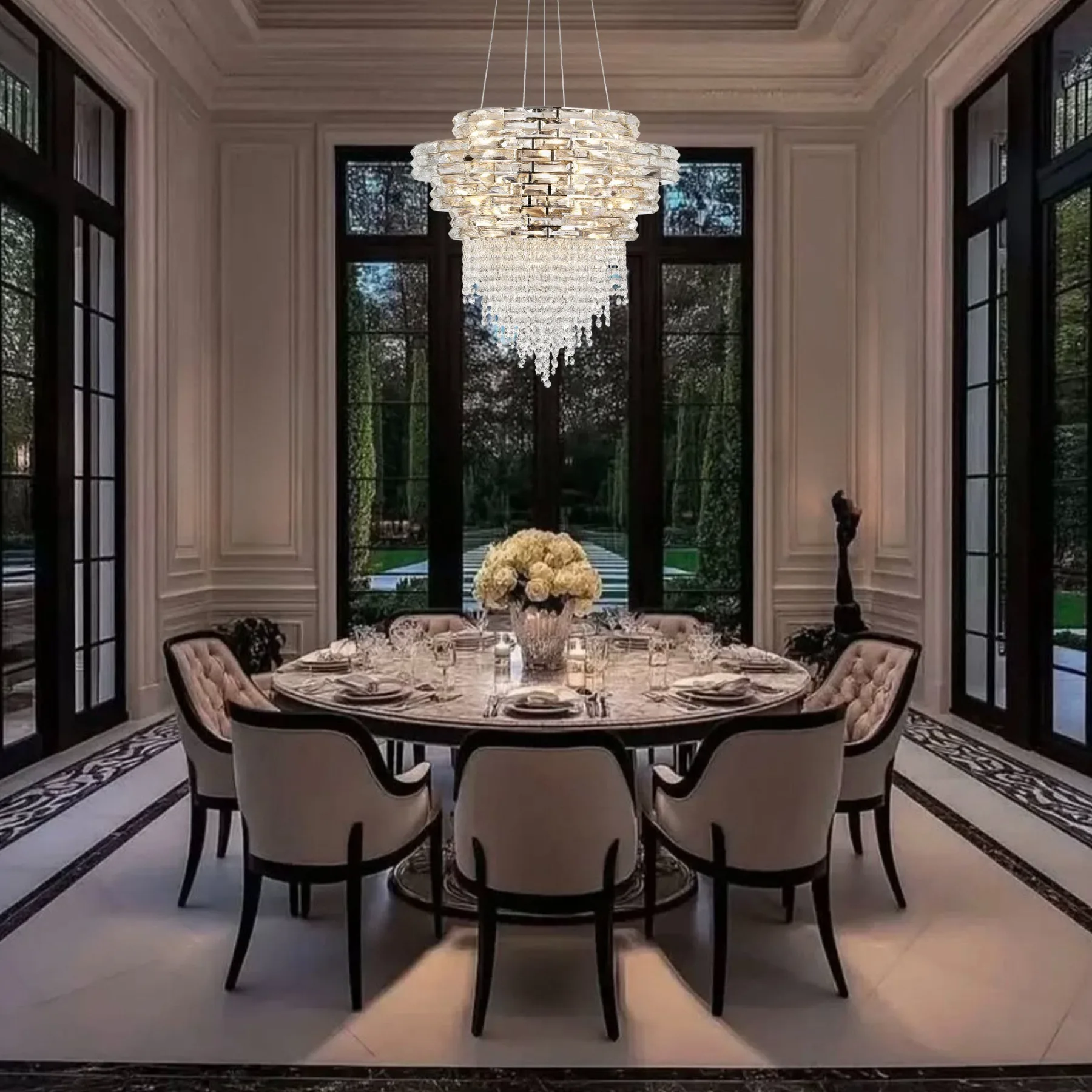 Luminous Crystal Cascade Chandelier image 5