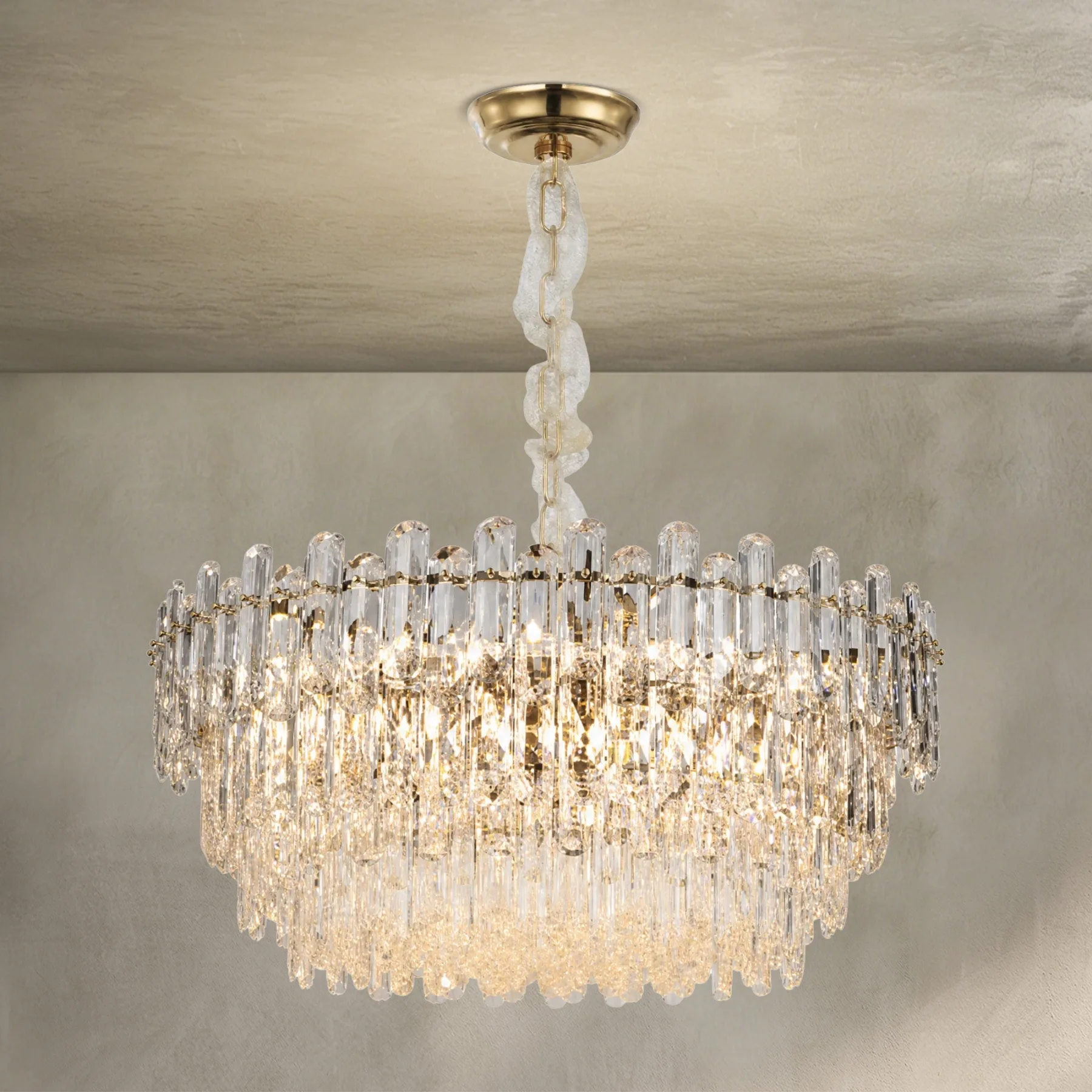 Luminous Crystal Drum Chandelier custom chandeliers