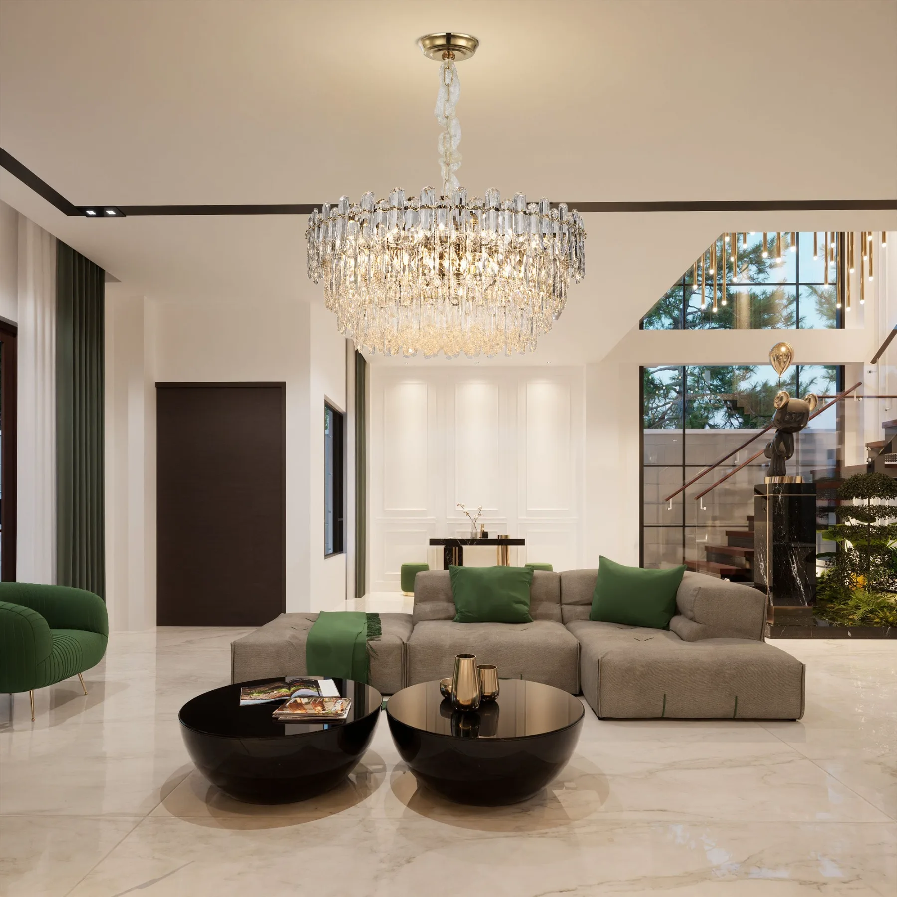 Luminous Crystal Drum Chandelier image 7