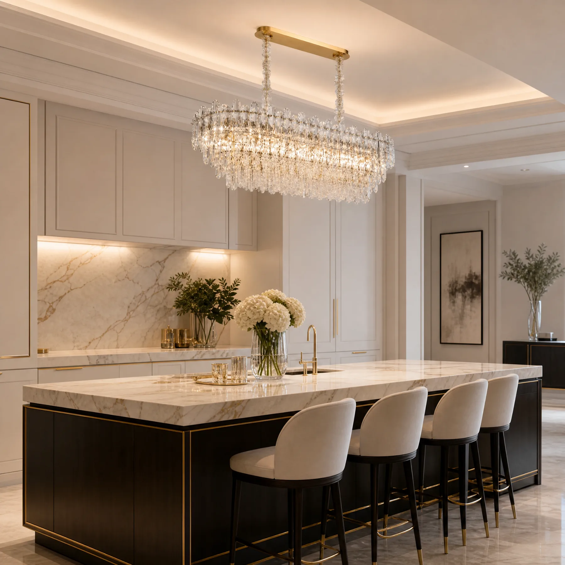 Gilded Crystal Linear Chandelier image 4