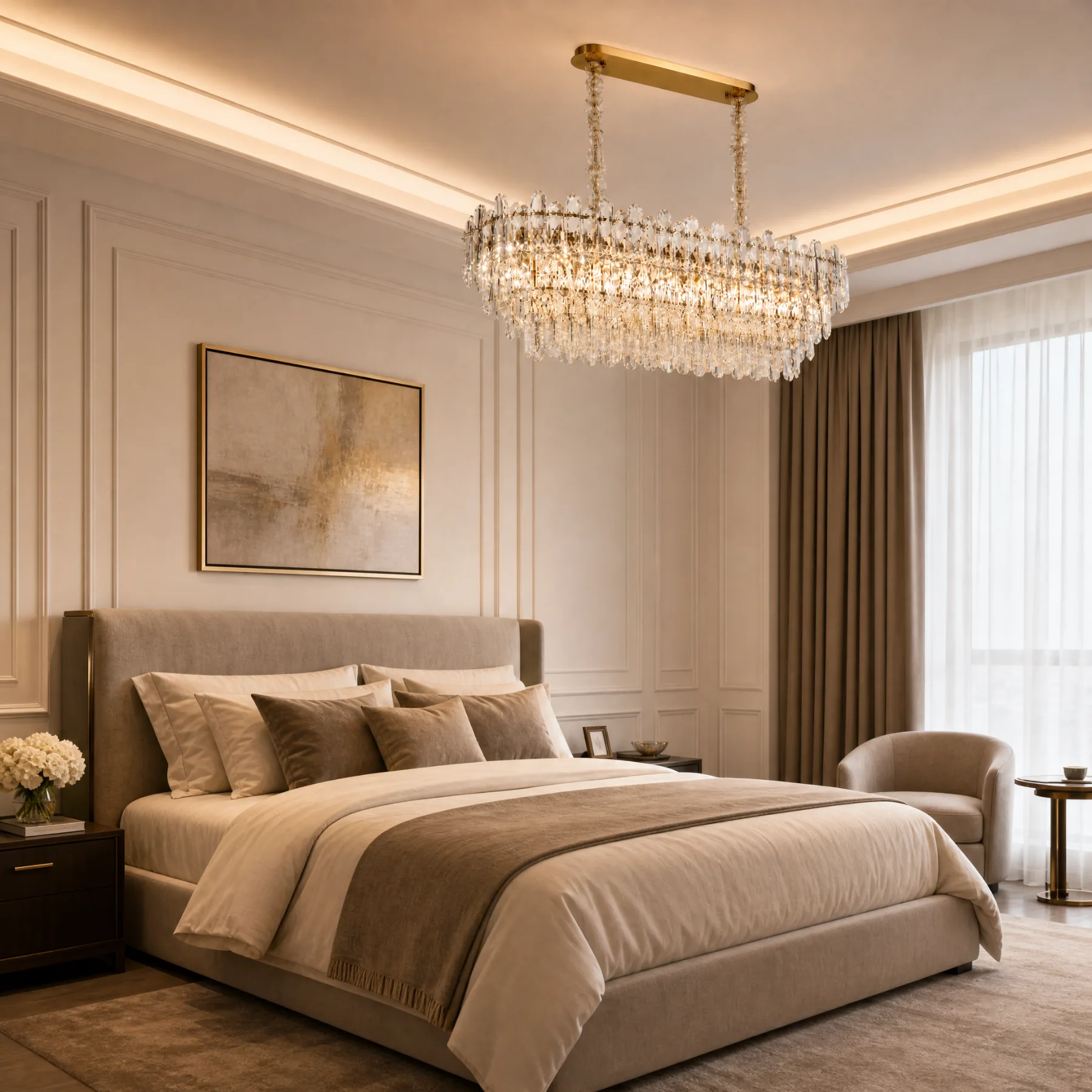 Gilded Crystal Linear Chandelier image 3